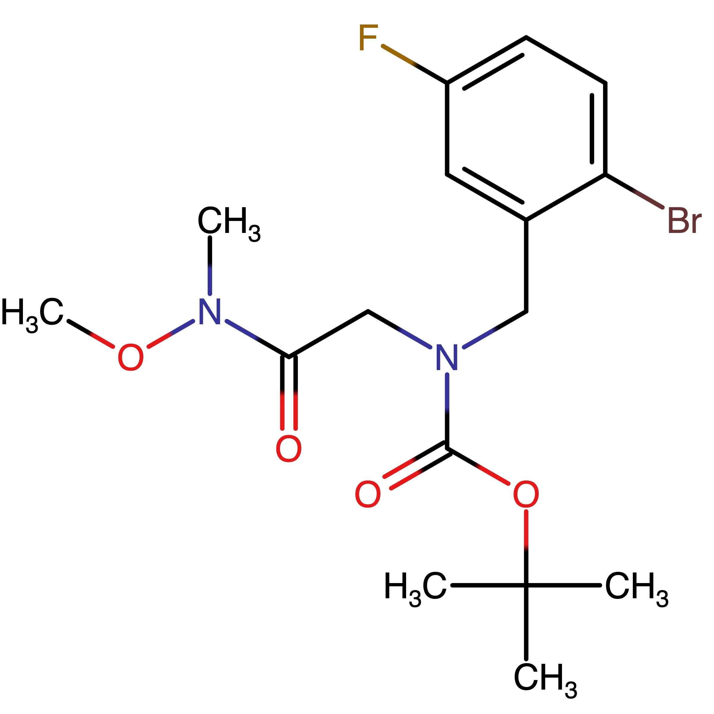 CAS RN 2757409-48-4 | Name: tert?Butyl 2?bromo?5?fluorobenzyl{2?[methoxy(methyl)amino]?2?oxoethyl}carbamate