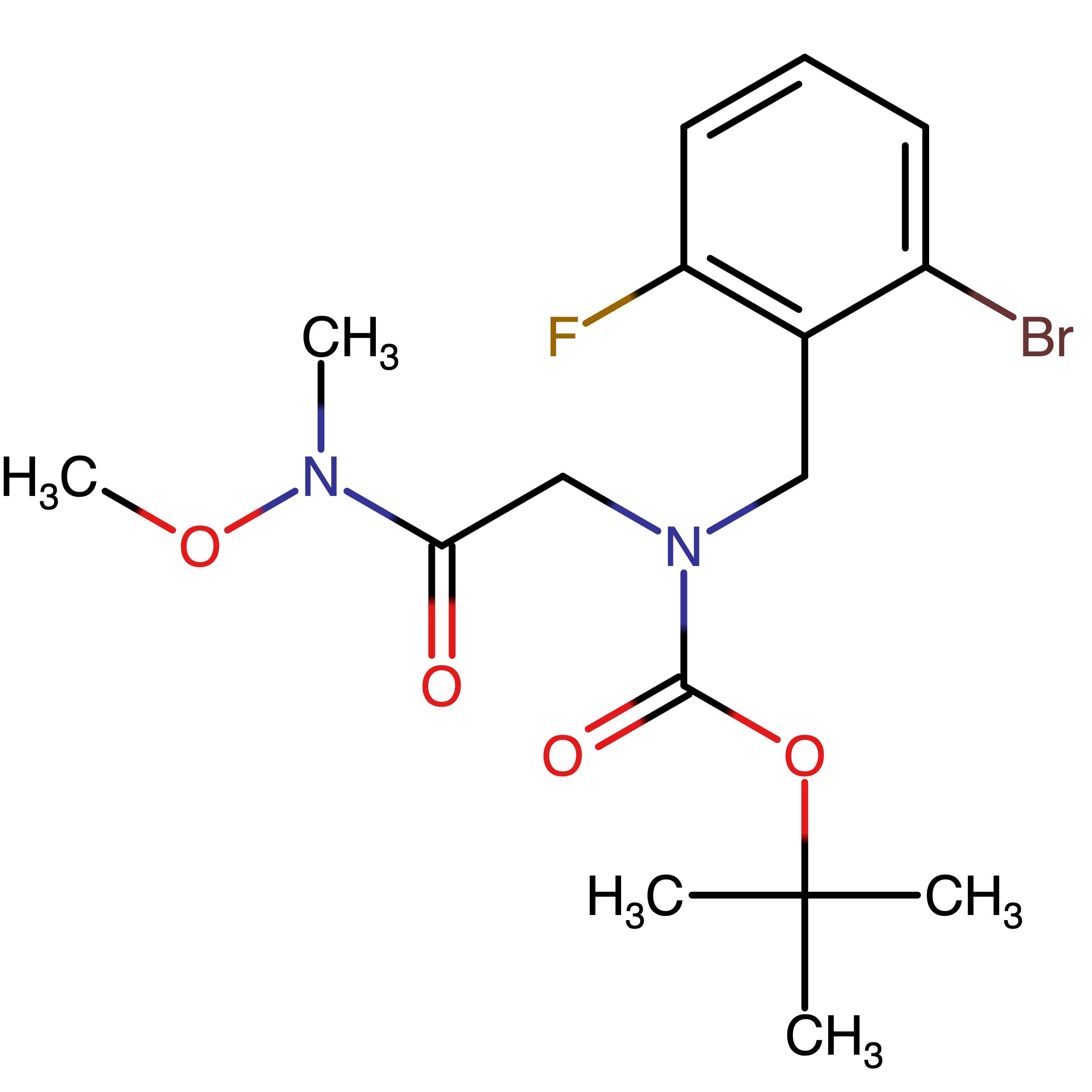 CAS RN 2757409-49-5 | Name: tert?Butyl 2?bromo?6?fluorobenzyl{2?[methoxy(methyl)amino]?2?oxoethyl}carbamate