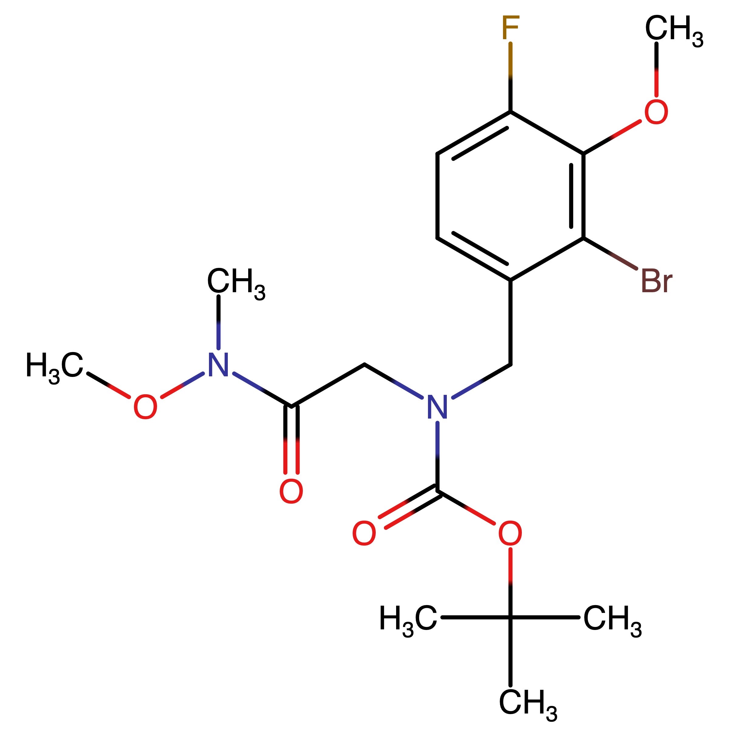 CAS RN 2757409-52-0 | Name: tert-Butyl 2-bromo-4- fluoro-3-methoxybenzyl(2-(methoxy(methyl)amino)-2-oxoethyl)-carbamate