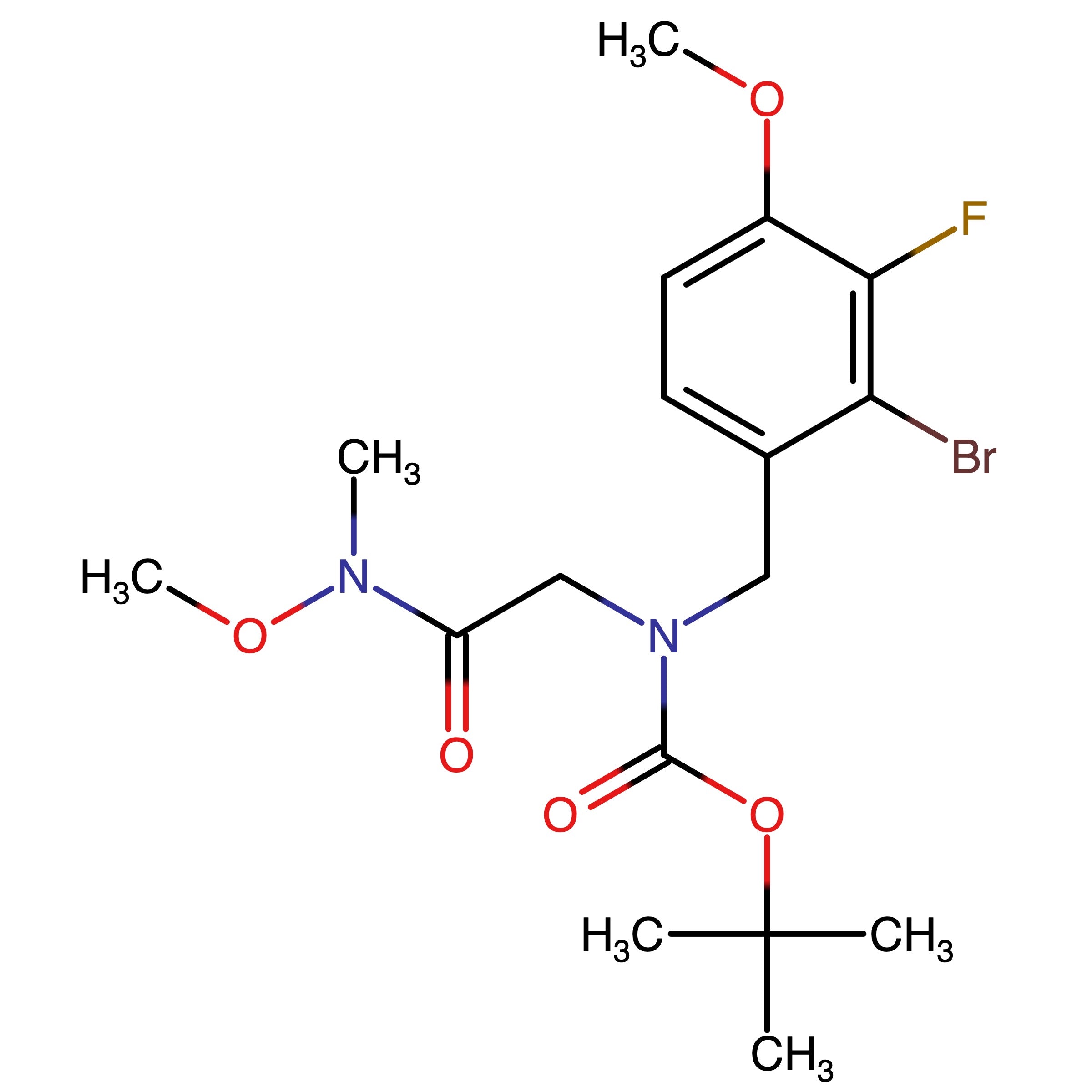 CAS RN 2757409-53-1 | Name: tert?Butyl 2?bromo?3?fluoro?4?methoxybenzyl{2?[methoxy(methyl)amino]?2?oxoethyl}carbamate