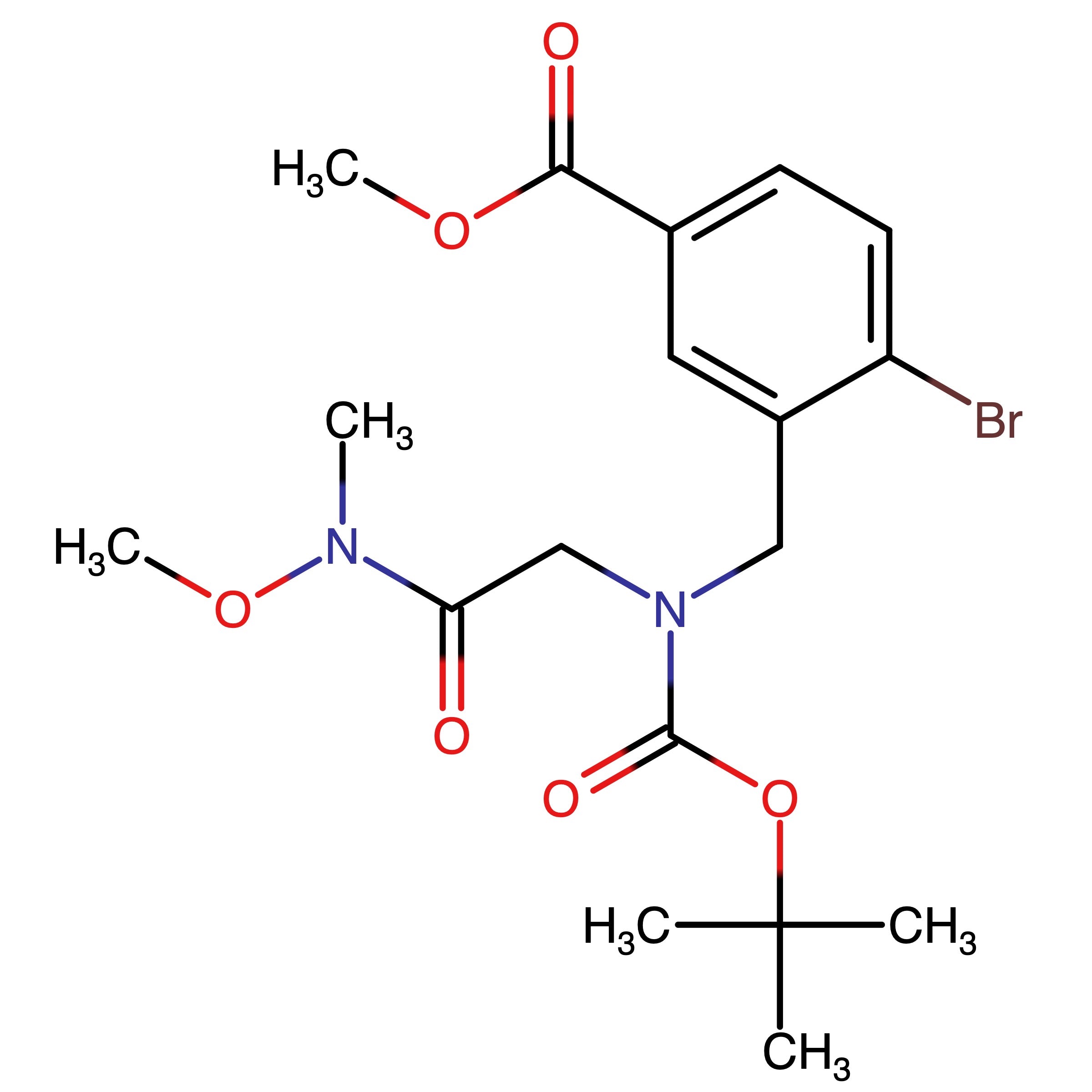 CAS RN 2757409-56-4 | Name: Methyl 4?bromo?3?[((tert?butoxycarbonyl){2?[methoxy(methyl)?amino]?2?oxoethyl}amino)methyl]benzoate