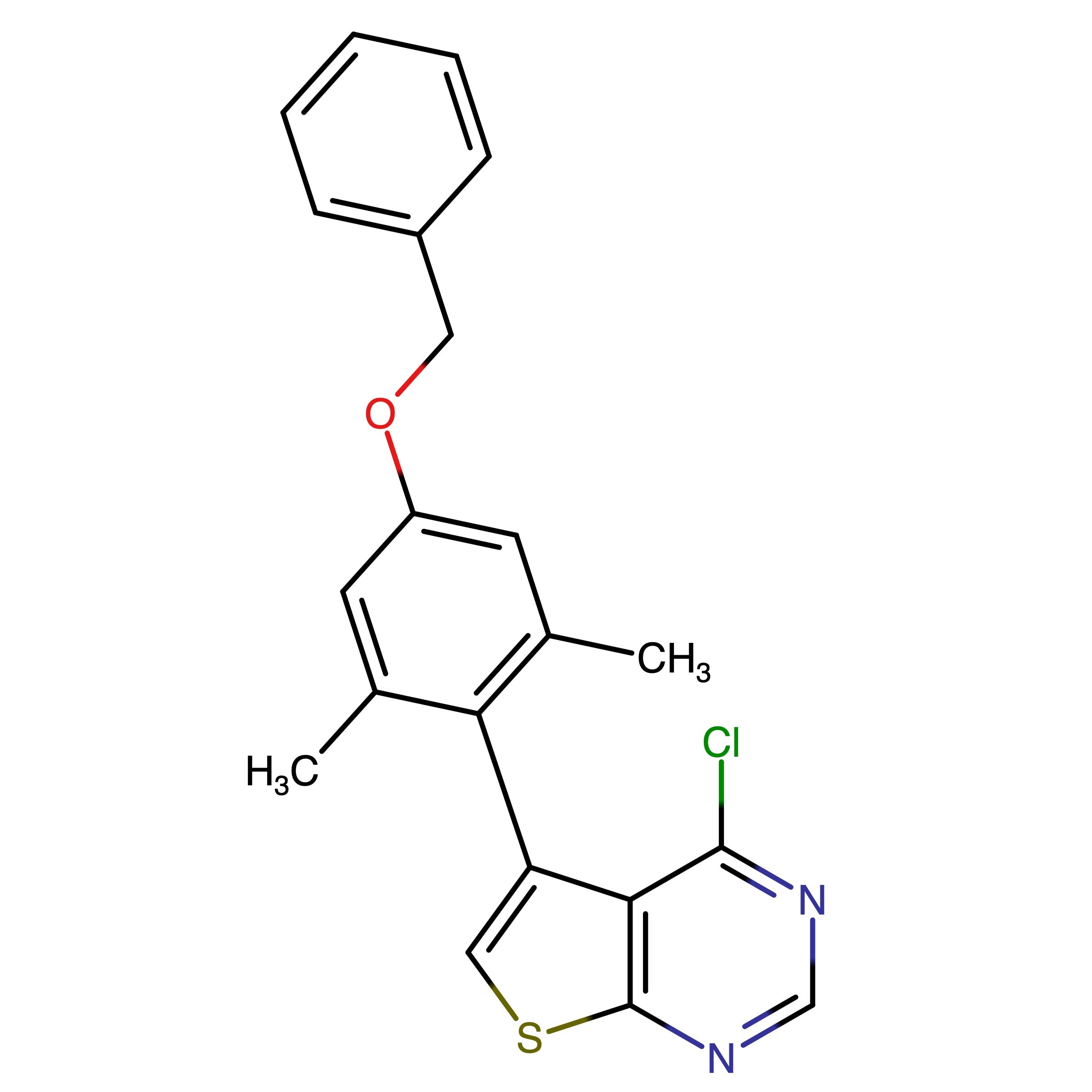 CAS RN 3003759-14-3 | Name: 5?(4?(Benzyloxy)?2,6?dimethylphenyl)?4?chlorothieno[2,3?d]pyrimidine
