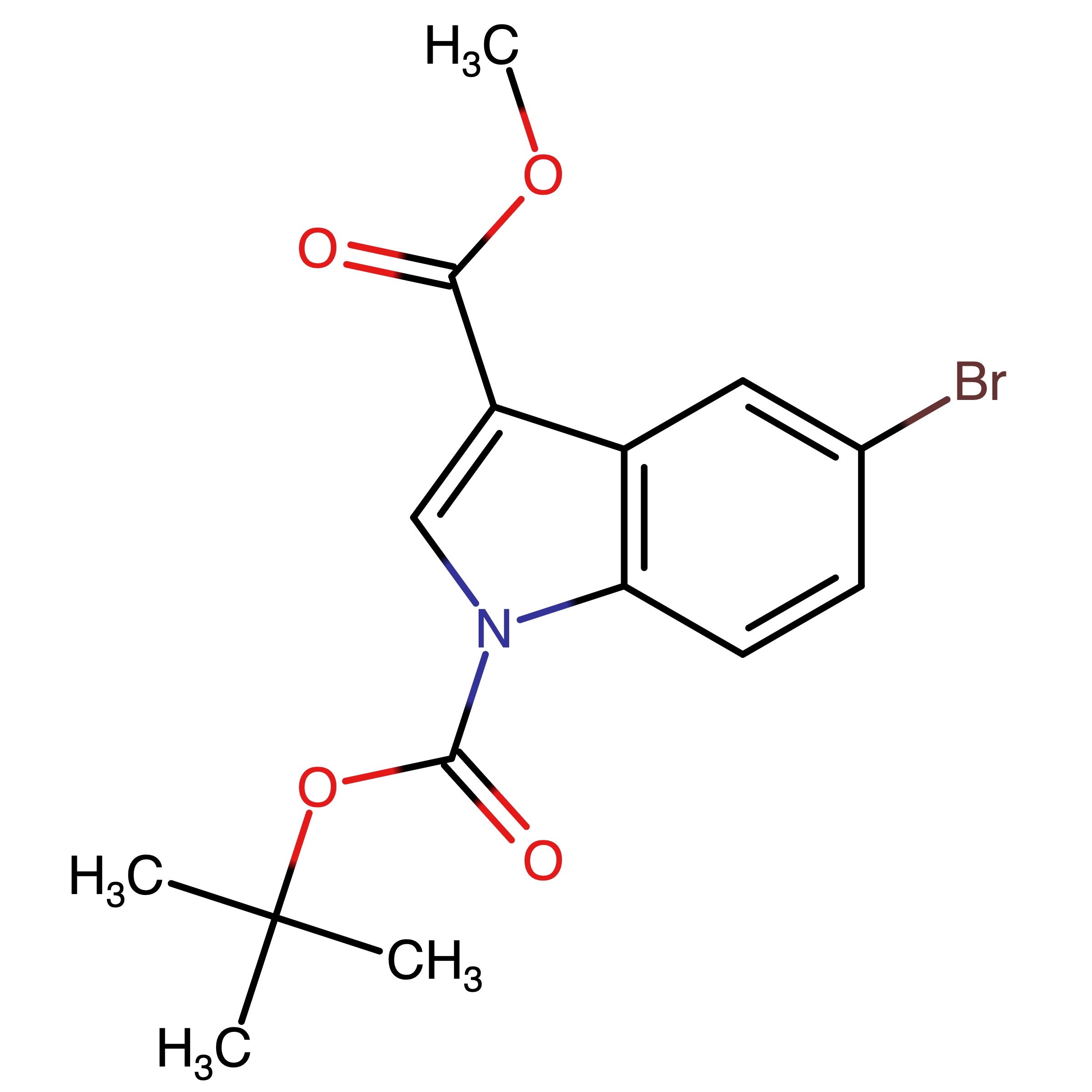 CAS RN 1100052-64-9 | 1-(tert-Butyl) 3-methyl 5-bromo-1H-indole-1,3-dicarboxylate | MFCD20489136
