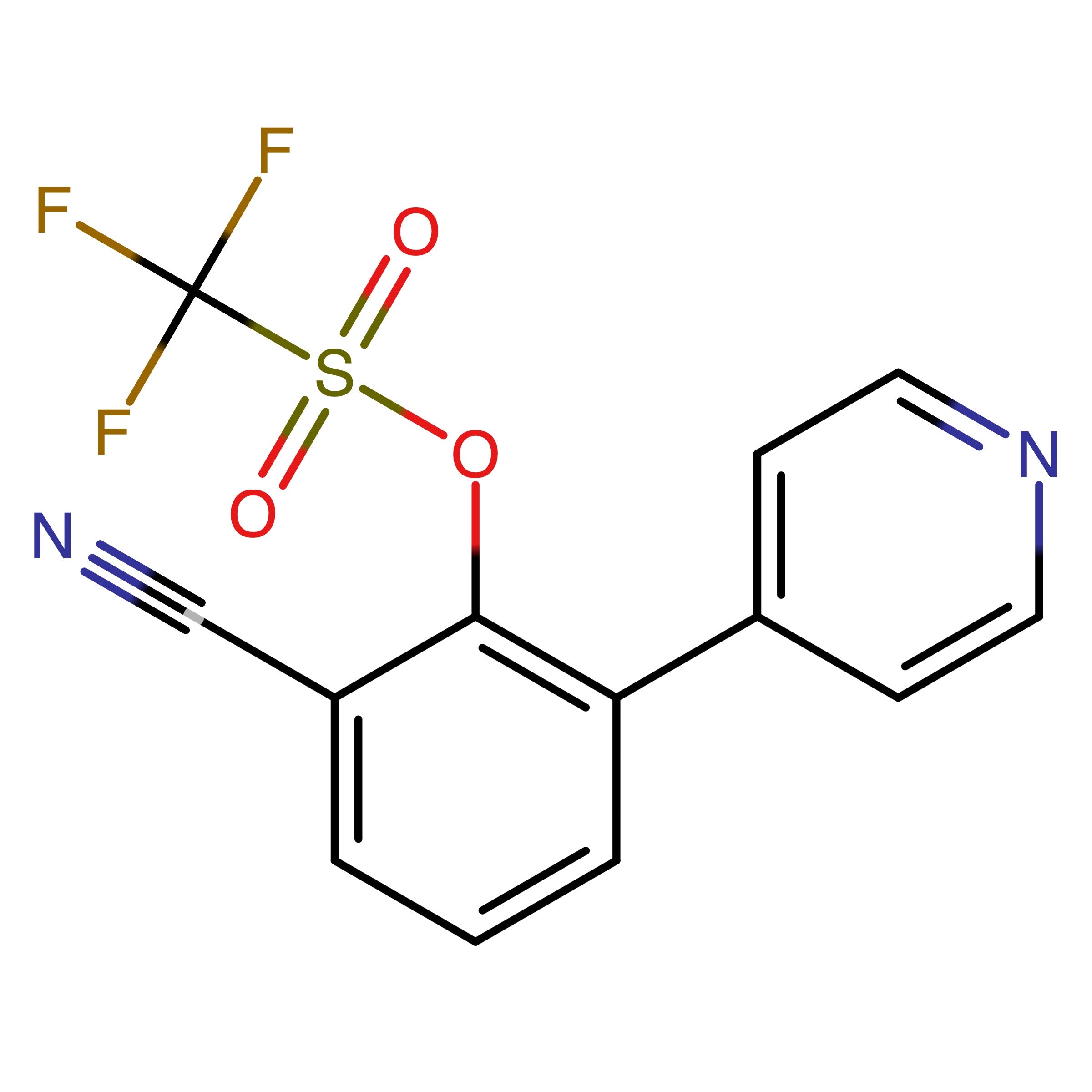 CAS RN 1202677-58-4 | Trifluoromethanesulfonic acid 2_cyano_6_pyridin_4_yl_phenyl ester