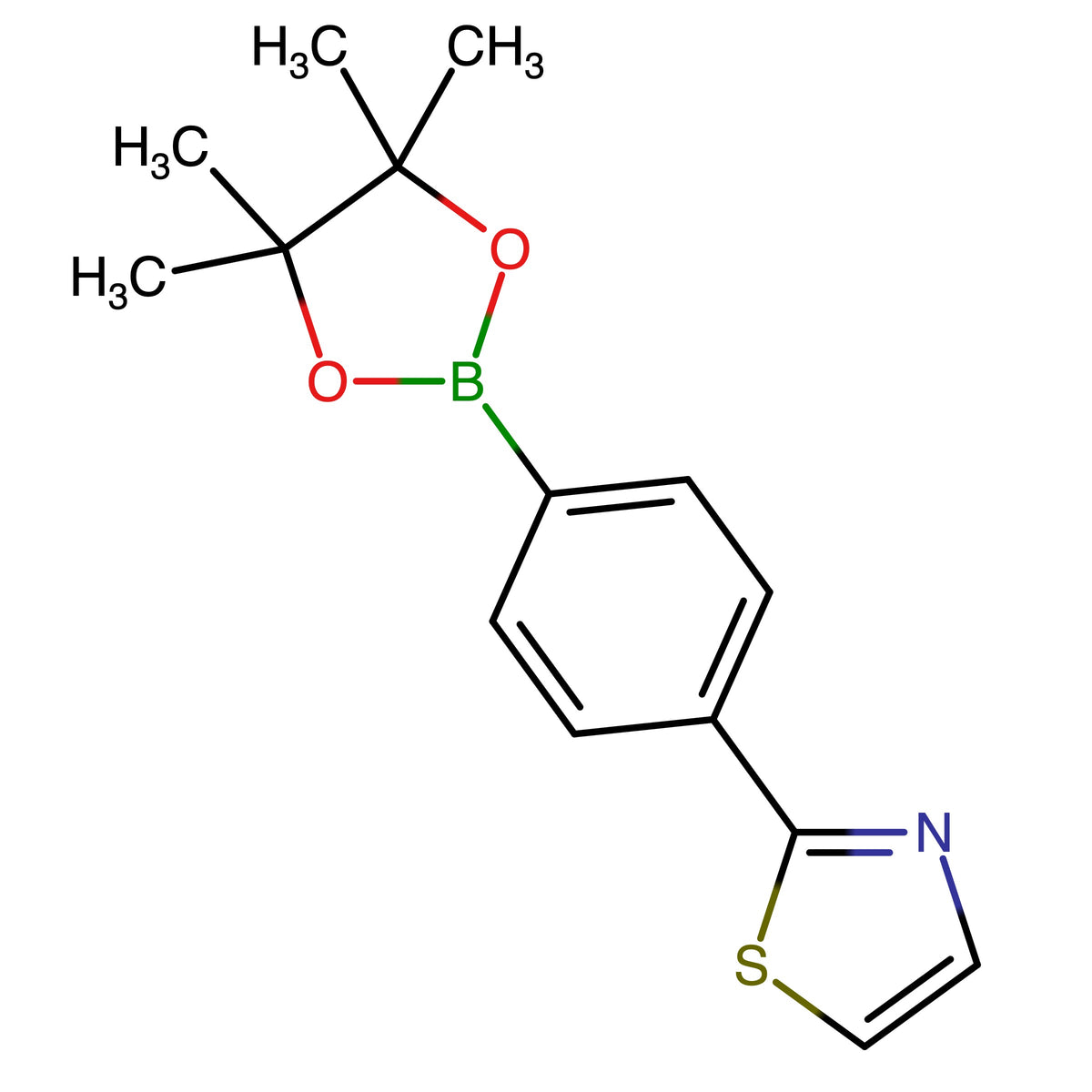 CAS RN 1358778-98-9 | 2-[4-(4,4,5,5-Tetramethyl-1,3,2-dioxaborolan-2-yl)phenyl]-1,3-thiazole | MFCD26402006