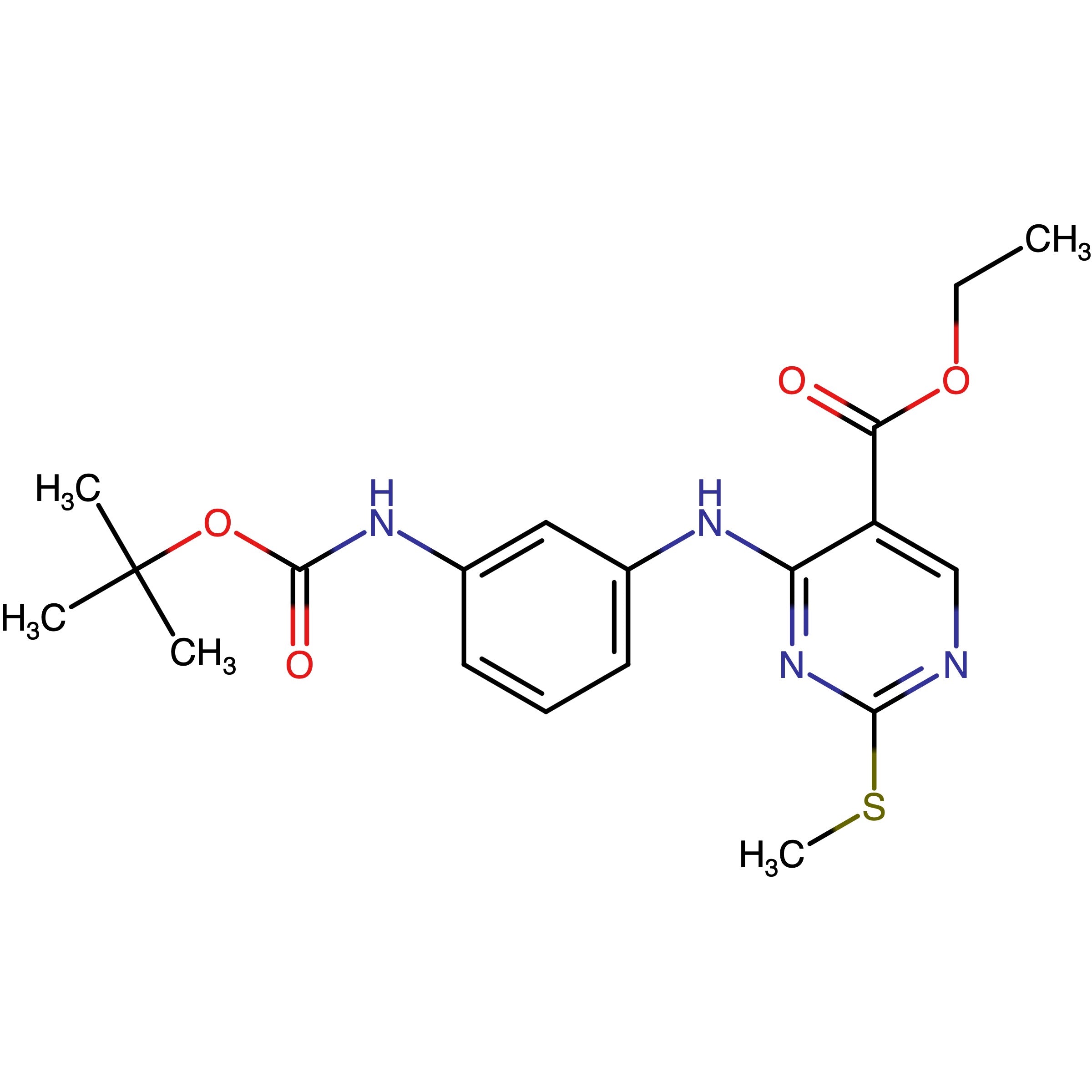 CAS RN 1363161-14-1 | Ethyl 4-((3-((tert-butoxycarbonyl)amino)phenyl)amino)-2-(methylthio)pyrimidine-5-carboxylate