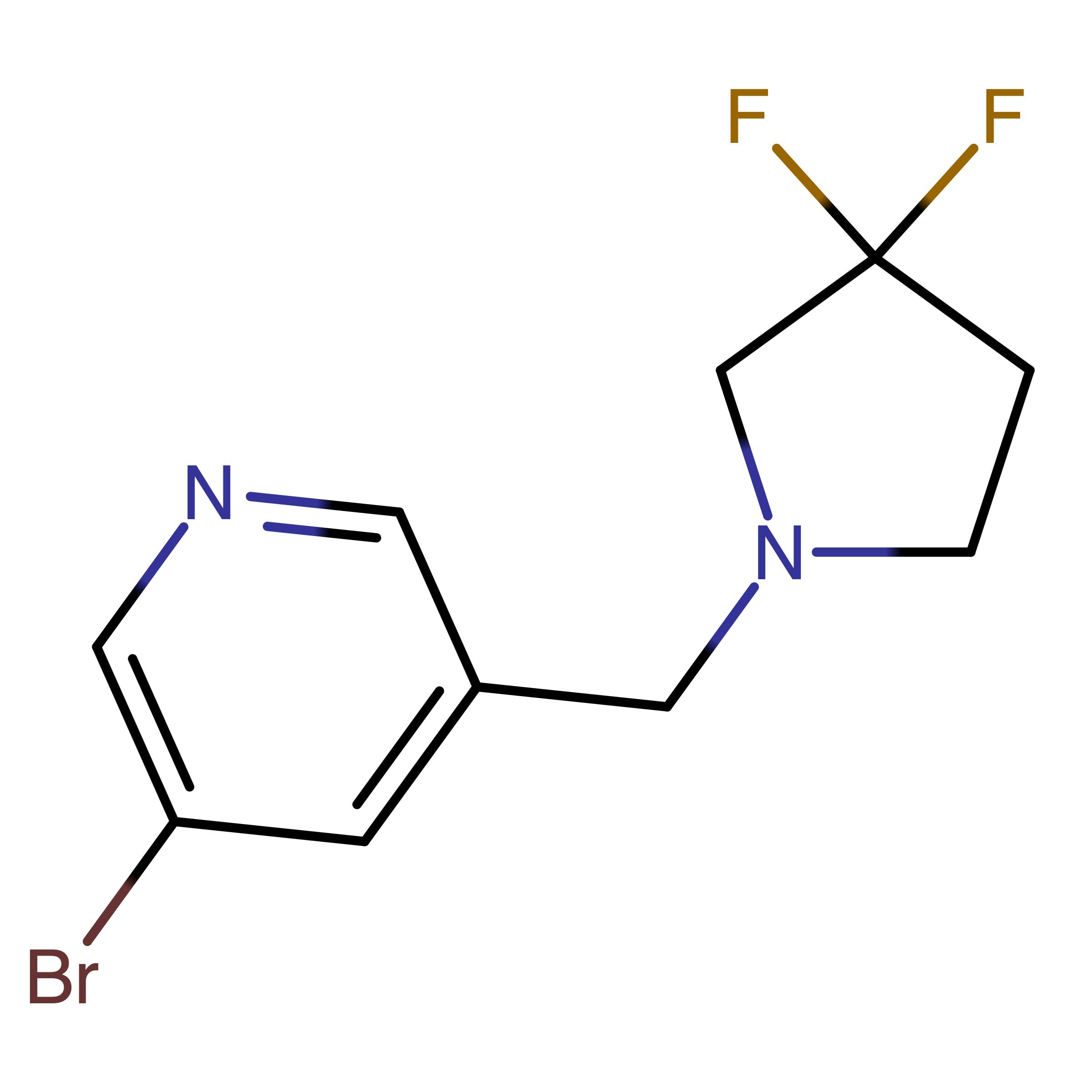 CAS RN 1428065-38-6 | Name: 3-Bromo-5-((3,3-difluoropyrrolidin-1-yl)methyl)pyridine | MDL: MFCD30529994
