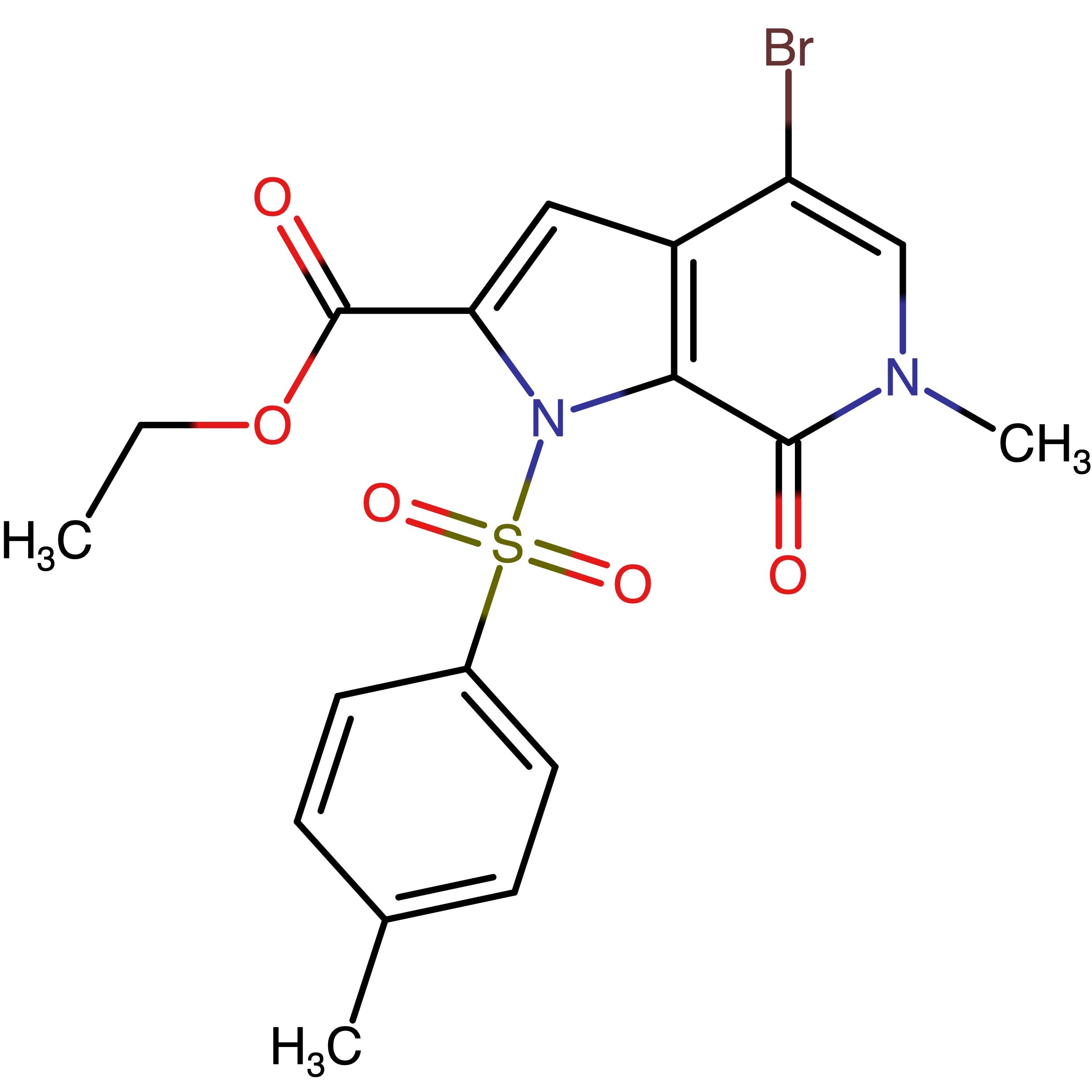 CAS RN 1445993-96-3 | Ethyl 4-bromo-6-methyl-7-oxo-1-tosyl-6,7-dihydro-1H-pyrrolo[2,3-c]pyridine-2-carboxylate | MFCD31925658