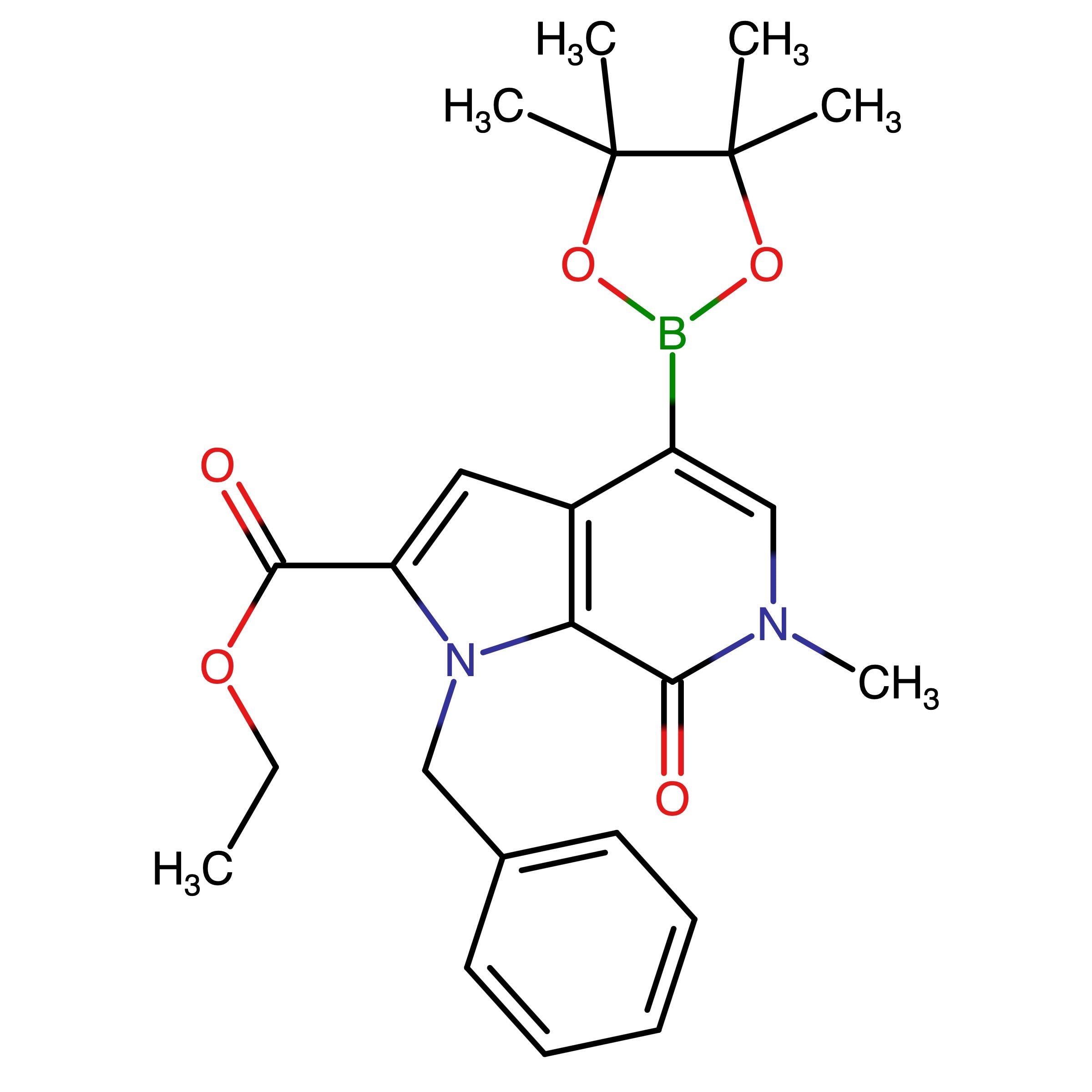 CAS RN 1446236-15-2 | Ethyl 1-benzyl-6-methyl-7-oxo-4-(4,4,5,5-tetramethyl-1,3,2-dioxaborolan-2-yl)-6,7-dihydro-1H-pyrrolo[2,3-c]pyridine-2-carboxylate 