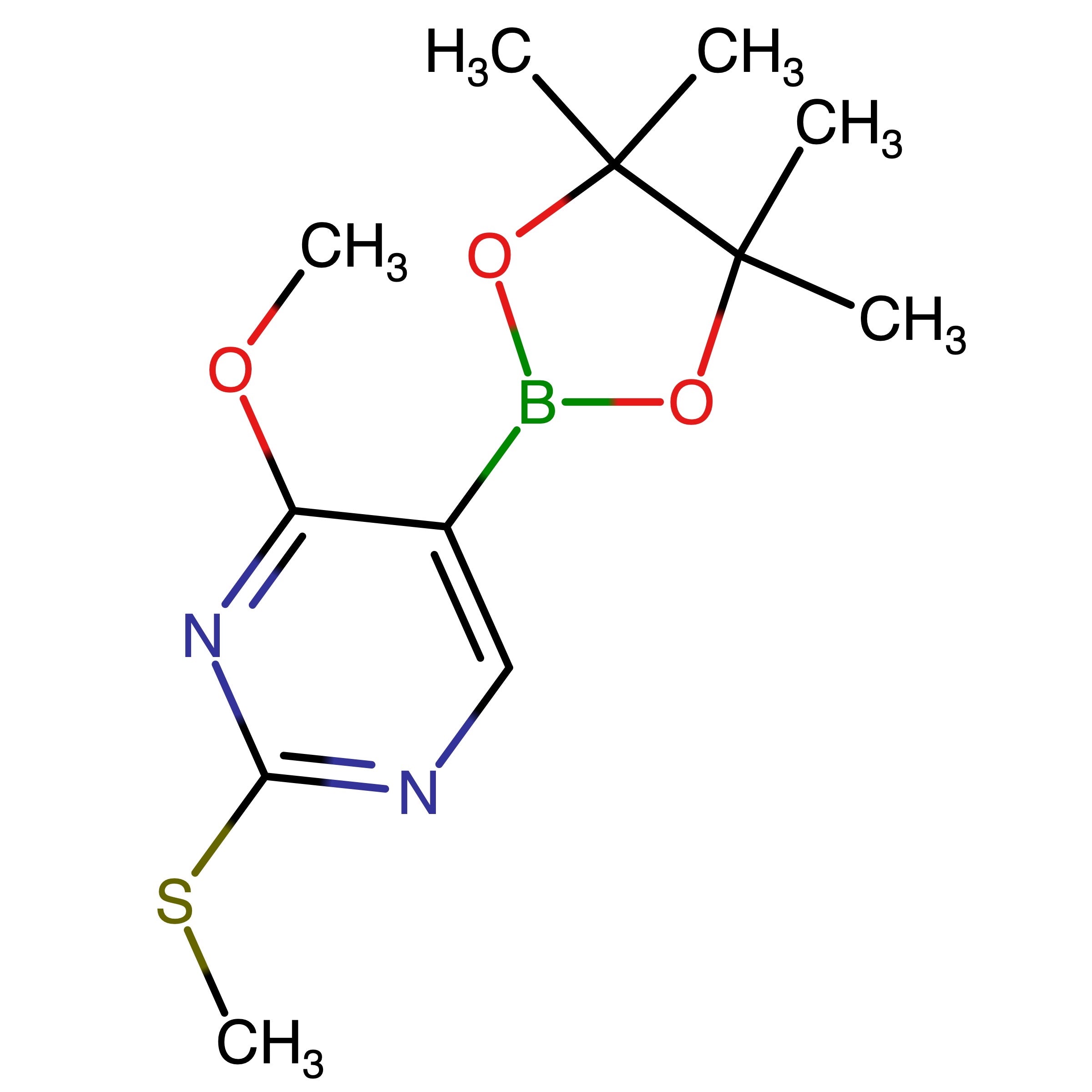 CAS RN 1628606-27-8 | 4-Methoxy-2-(methylthio)-5-(4,4,5,5-tetramethyl-1,3,2-dioxaborolan-2-yl)pyrimidine | MFCD16996591