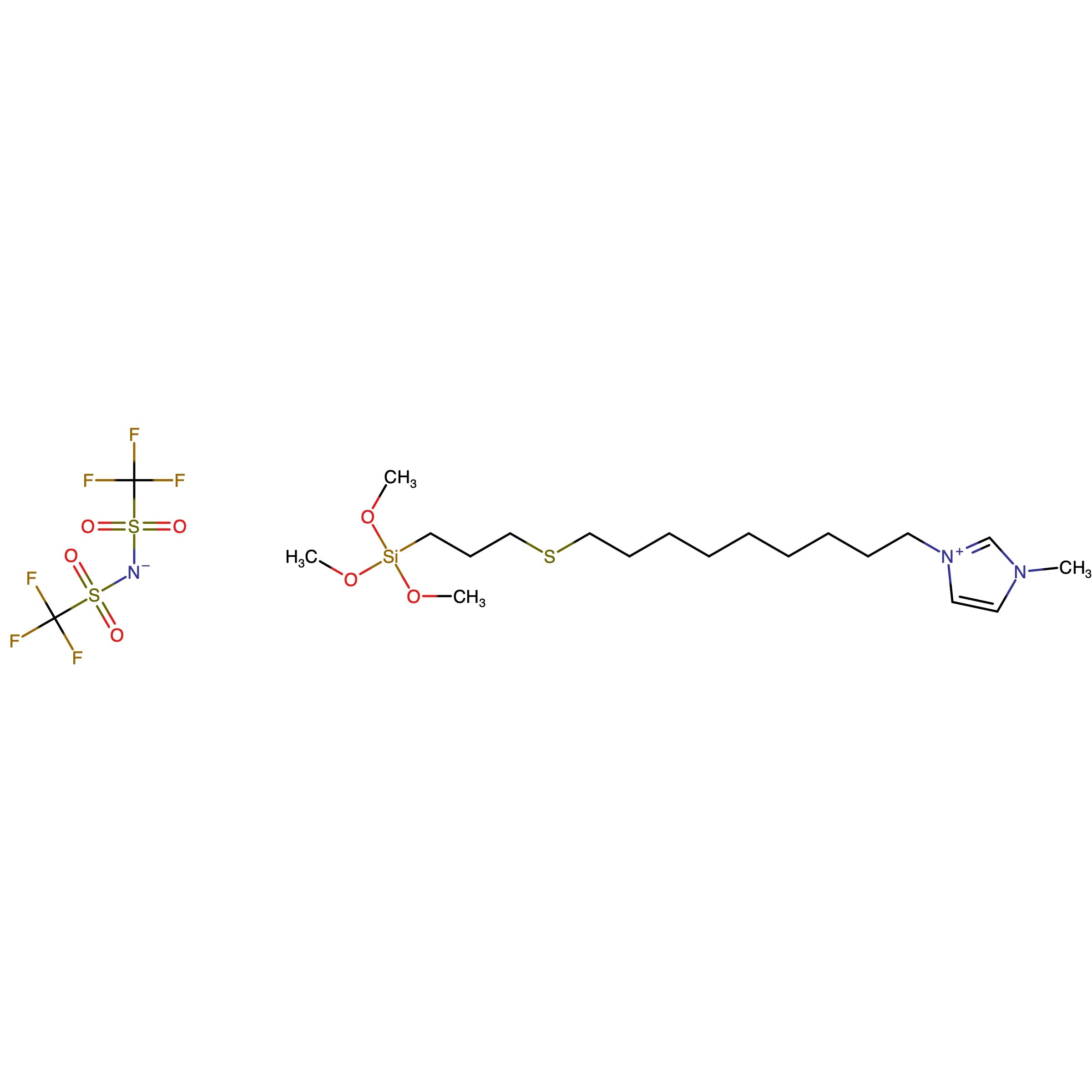 CAS RN 1848880-30-7 | Bis(trifluoromethylsulfonyl)azanide;trimethoxy-[9-[3-(3-methylimidazol-3-ium-1-yl)nonylsulfanyl]propyl]silane