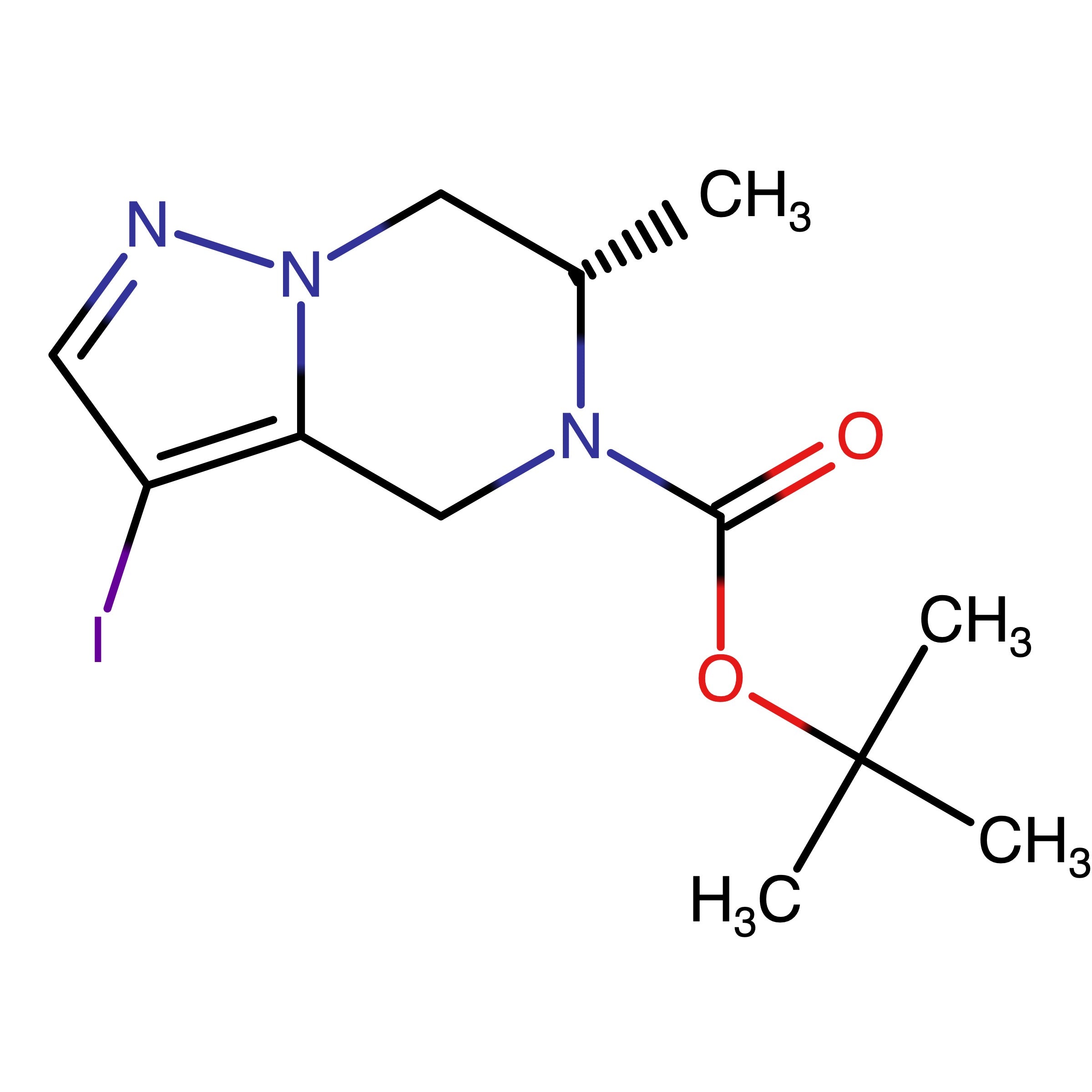 CAS RN 1967003-63-9 | tert-Butyl (S)-3-iodo-6-methyl-6,7-dihydropyrazolo[1,5-a]pyrazine-5(4H)-carboxylate | MFCD00034645