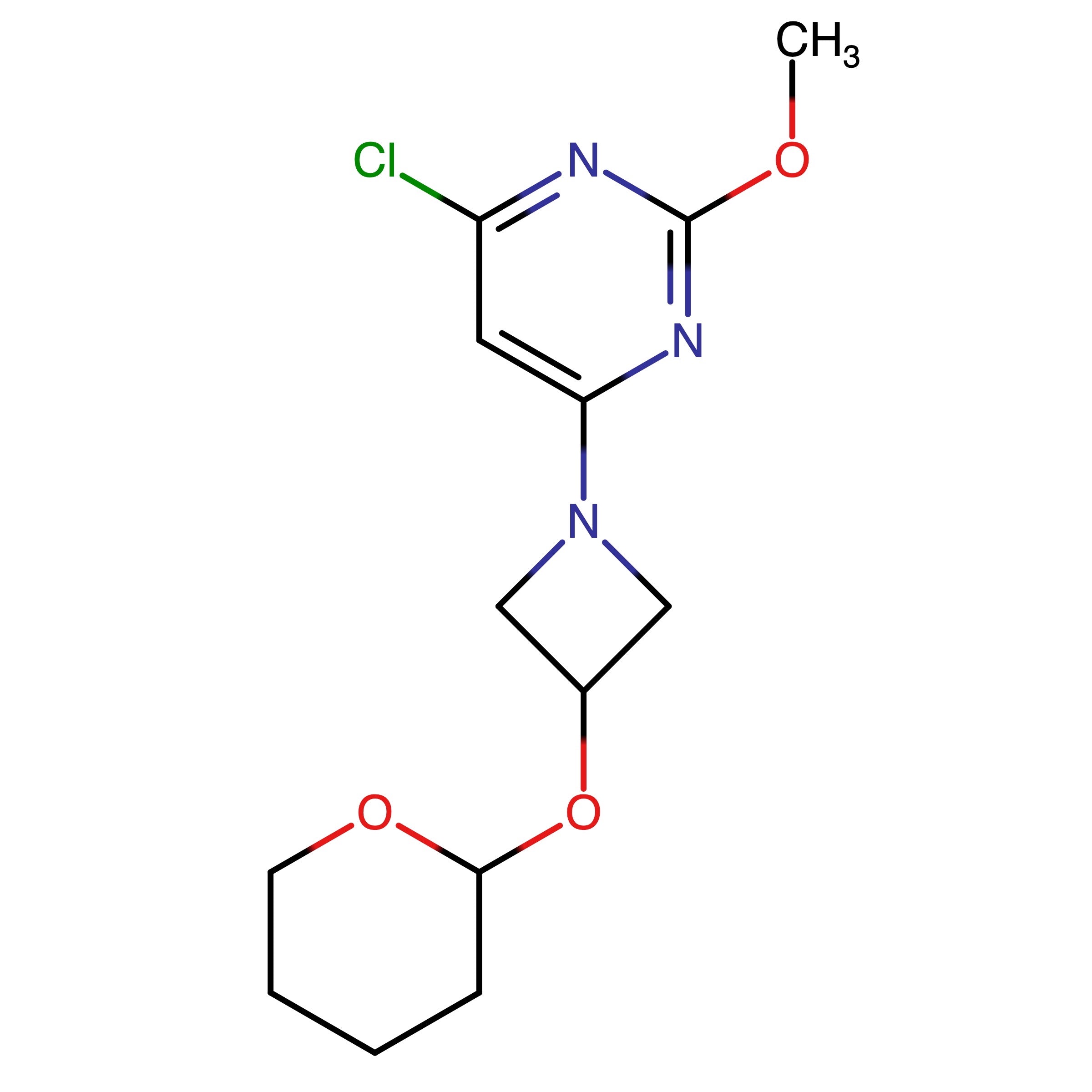 CAS RN 2072804-37-4 | 4-Chloro-2-methoxy-6-(3-((tetrahydro-2H-pyran-2-yl)oxy)azetidin-1-yl)pyrimidine | MFCD32642088