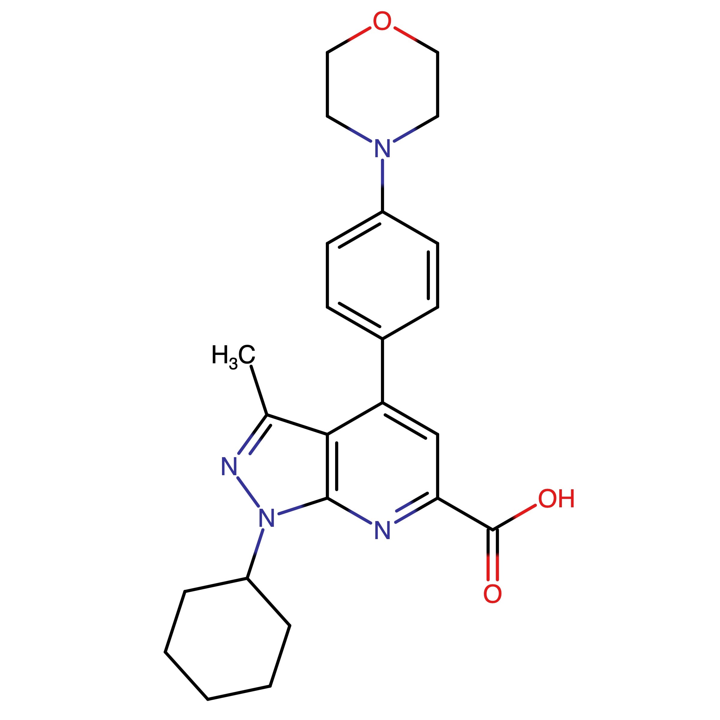 CAS RN 2093985-73-8 | 1-Cyclohexyl-3-methyl-4-(4-morpholin-4-ylphenyl)pyrazolo[5,4-b]pyridine-6-carboxylic acid 