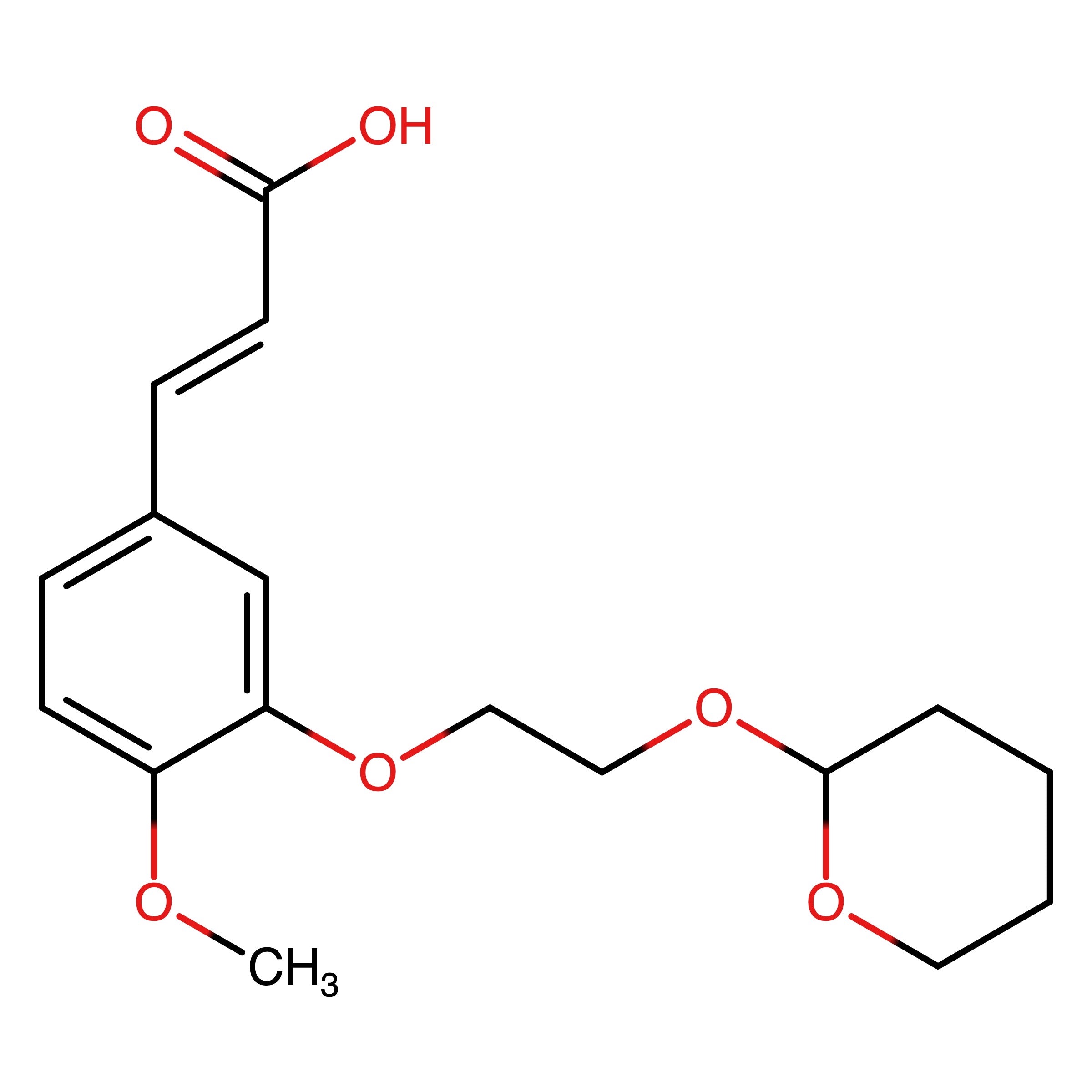 CAS RN 2128297-62-9 | (E)-3-(4-Methoxy-3-(2-((tetrahydro-2H-pyran-2-yl)oxy)ethoxy)phenyl)acrylic acid