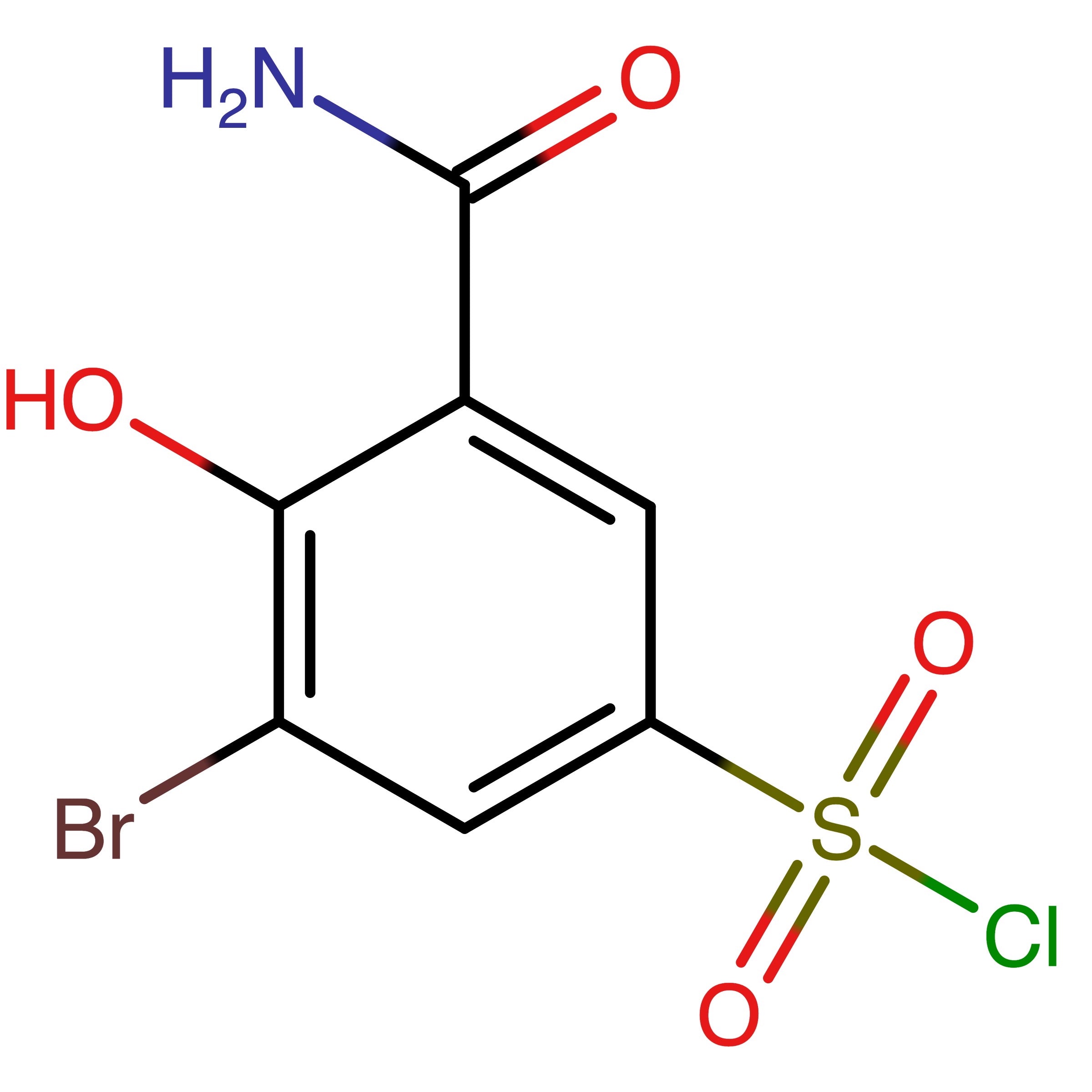 CAS RN 2132397-62-5 | 3-Bromo-5-carbamoyl-4-hydroxybenzene-1-sulfonyl chloride