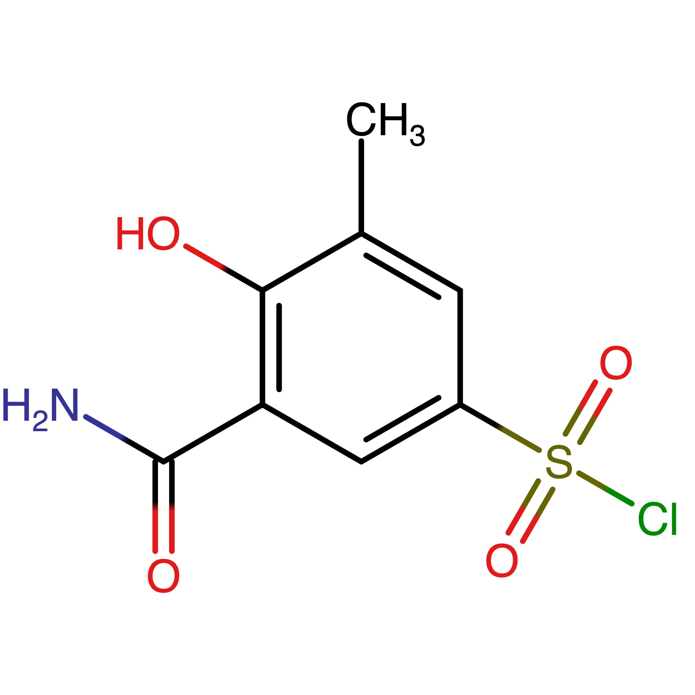 CAS RN 2132397-63-6 | 3-Carbamoyl-4-hydroxy-5-methylbenzene-1-sulfonyl chloride