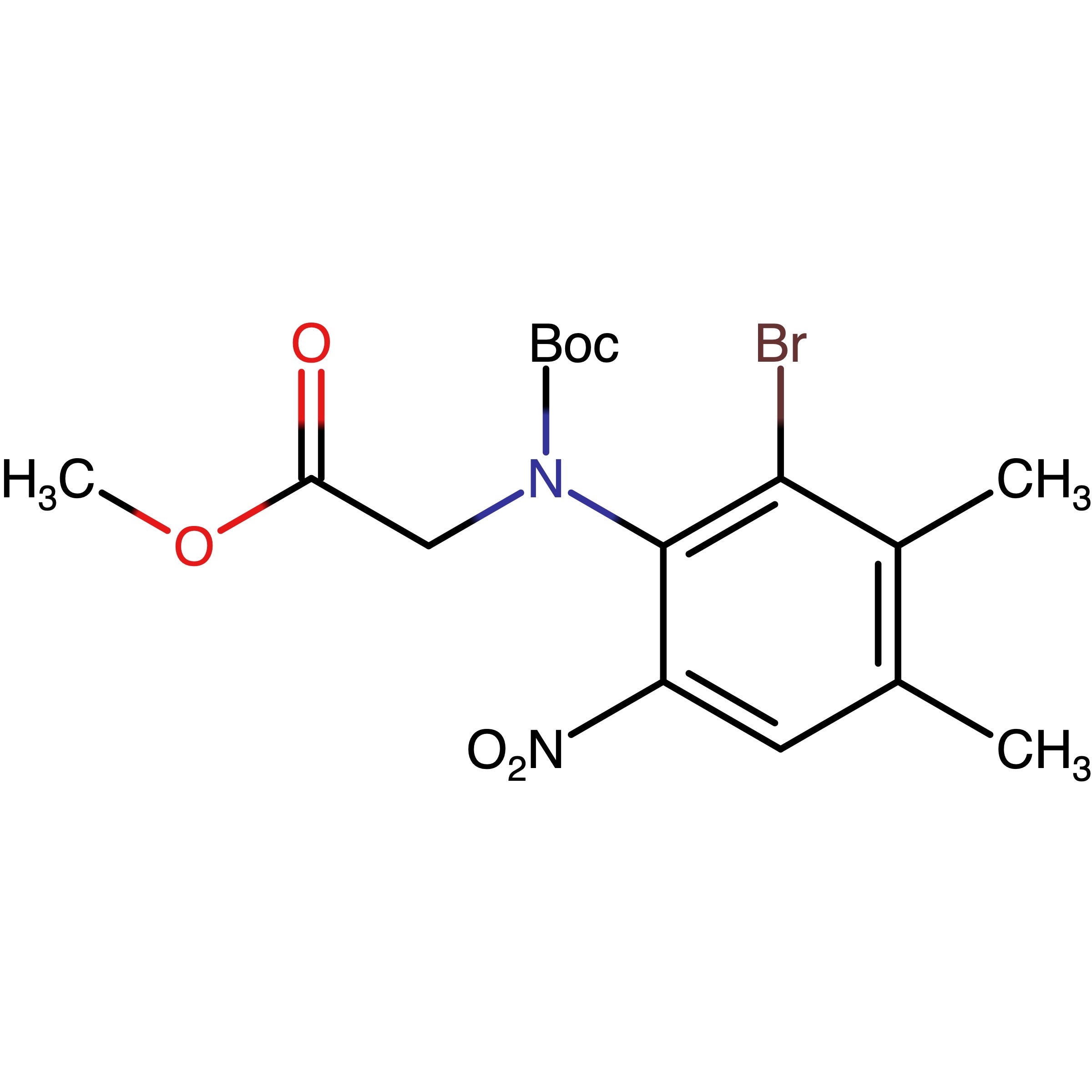 CAS RN 2173069-43-5 | Methyl 2-((2-bromo-3,4-dimethyl-6-nitrophenyl)(tert-butoxycarbonyl)amino)acetate