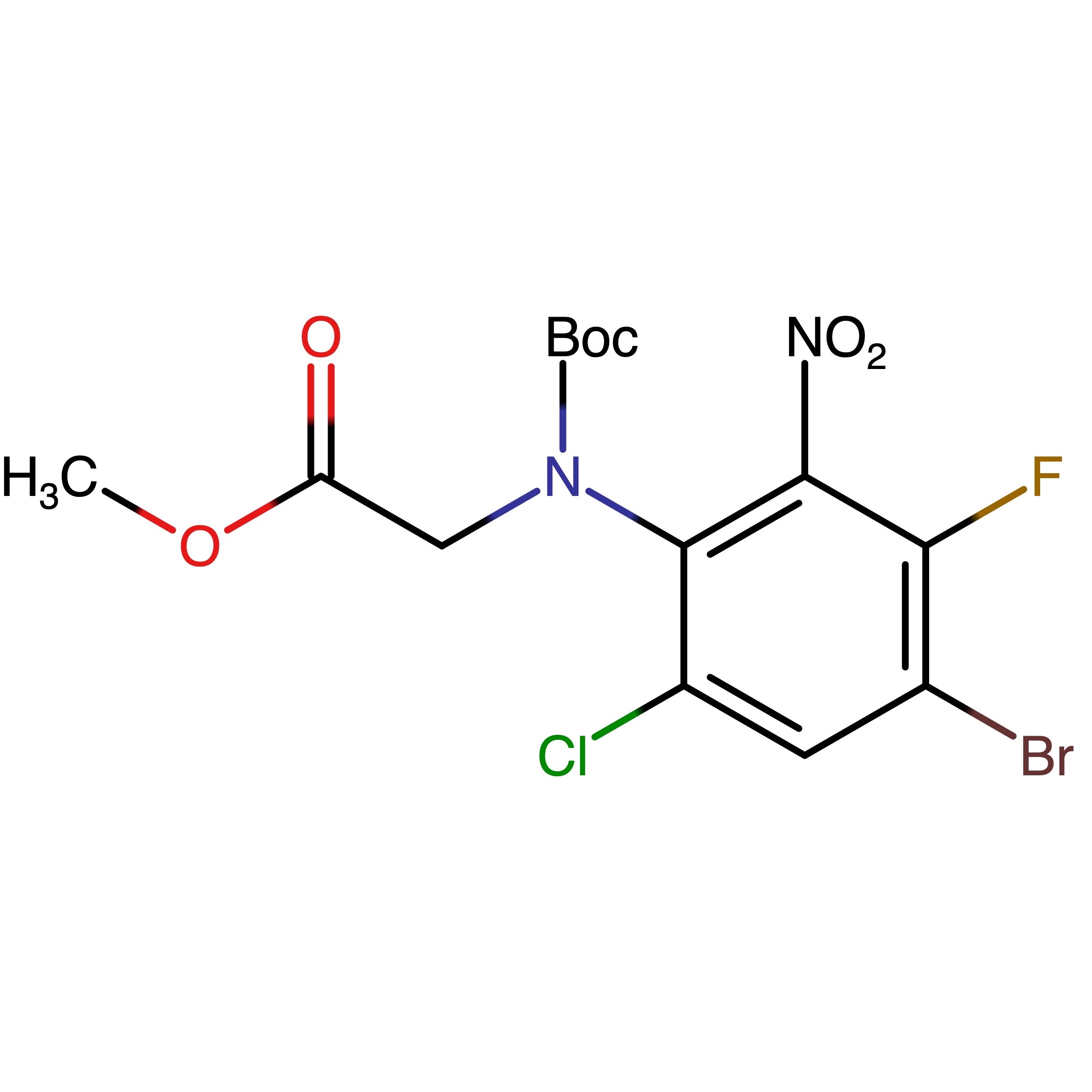 CAS RN 2173069-52-6 | Methyl 2-((4-bromo-6-chloro-3-fluoro-2-nitrophenyl)(tert-butoxycarbonyl)amino)acetate
