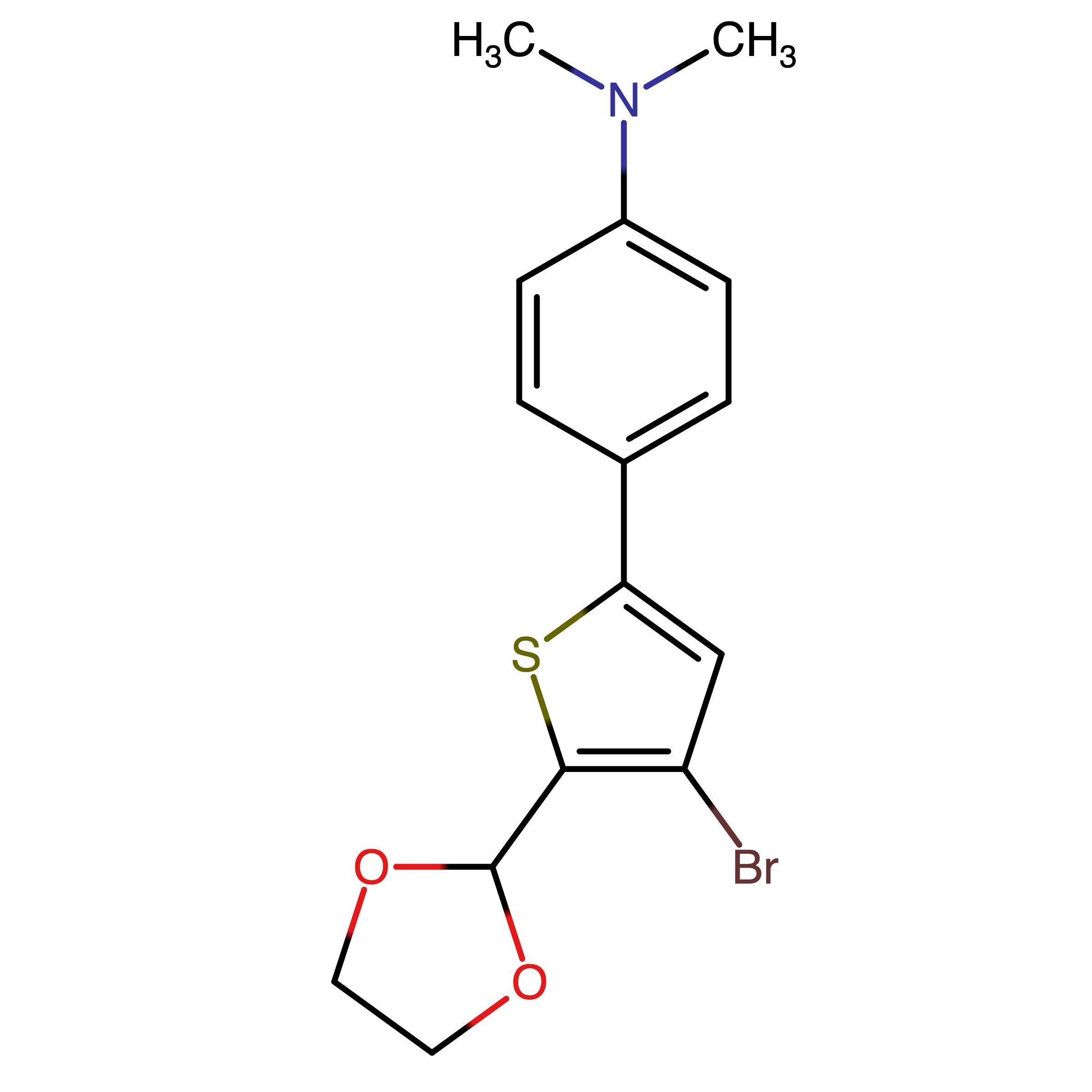 CAS RN 2230044-98-9 | 4-(4-Bromo-5-(1,3-dioxolan-2-yl)thiophen-2-yl)-N,N-dimethylaniline
