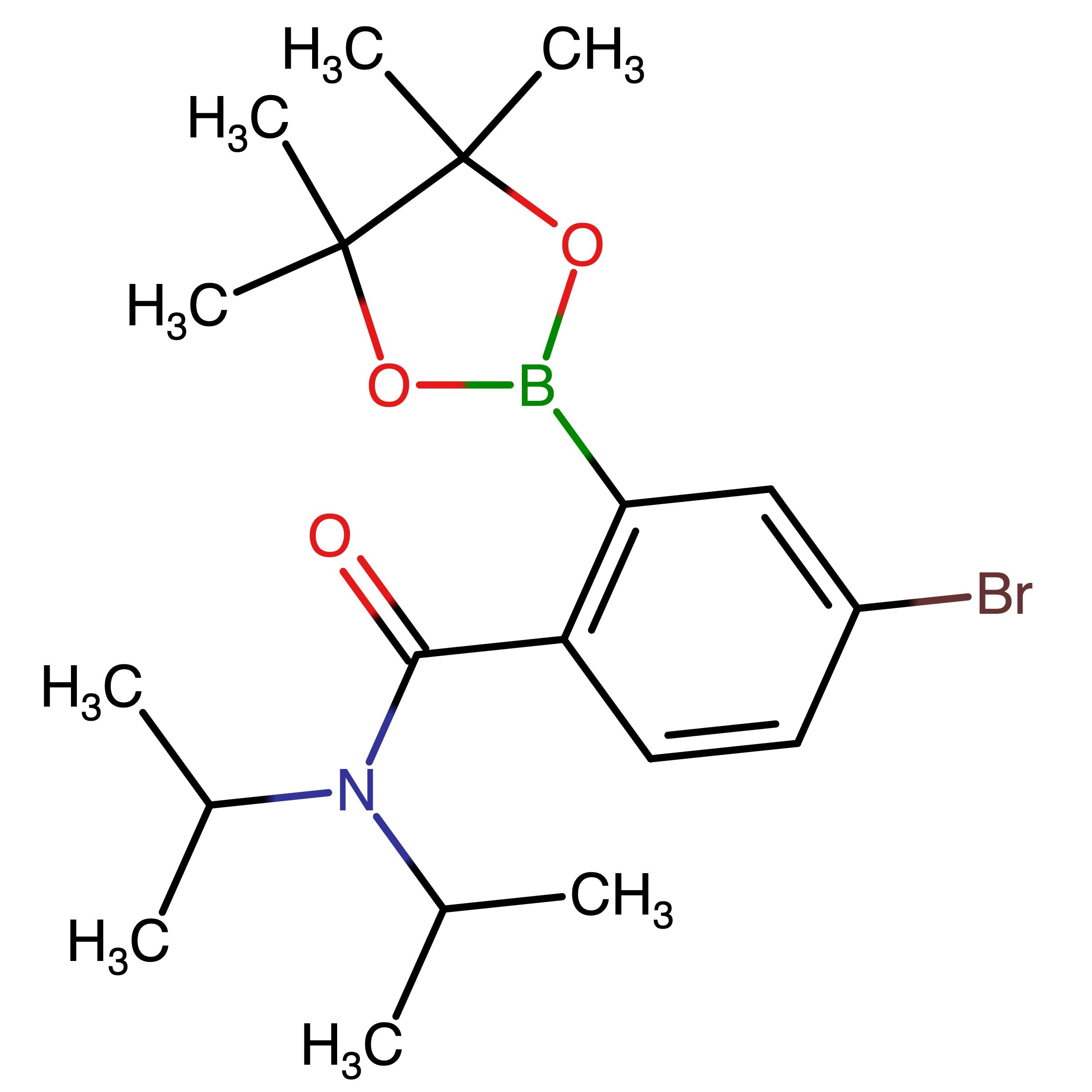 CAS RN 2624407-85-6 | Name: N,N-Bis(propan-2-yl)-4-bromo-2-(4,4,5,5-tetramethyl-1,3,2-dioxaborolan-2-yl)benzamide