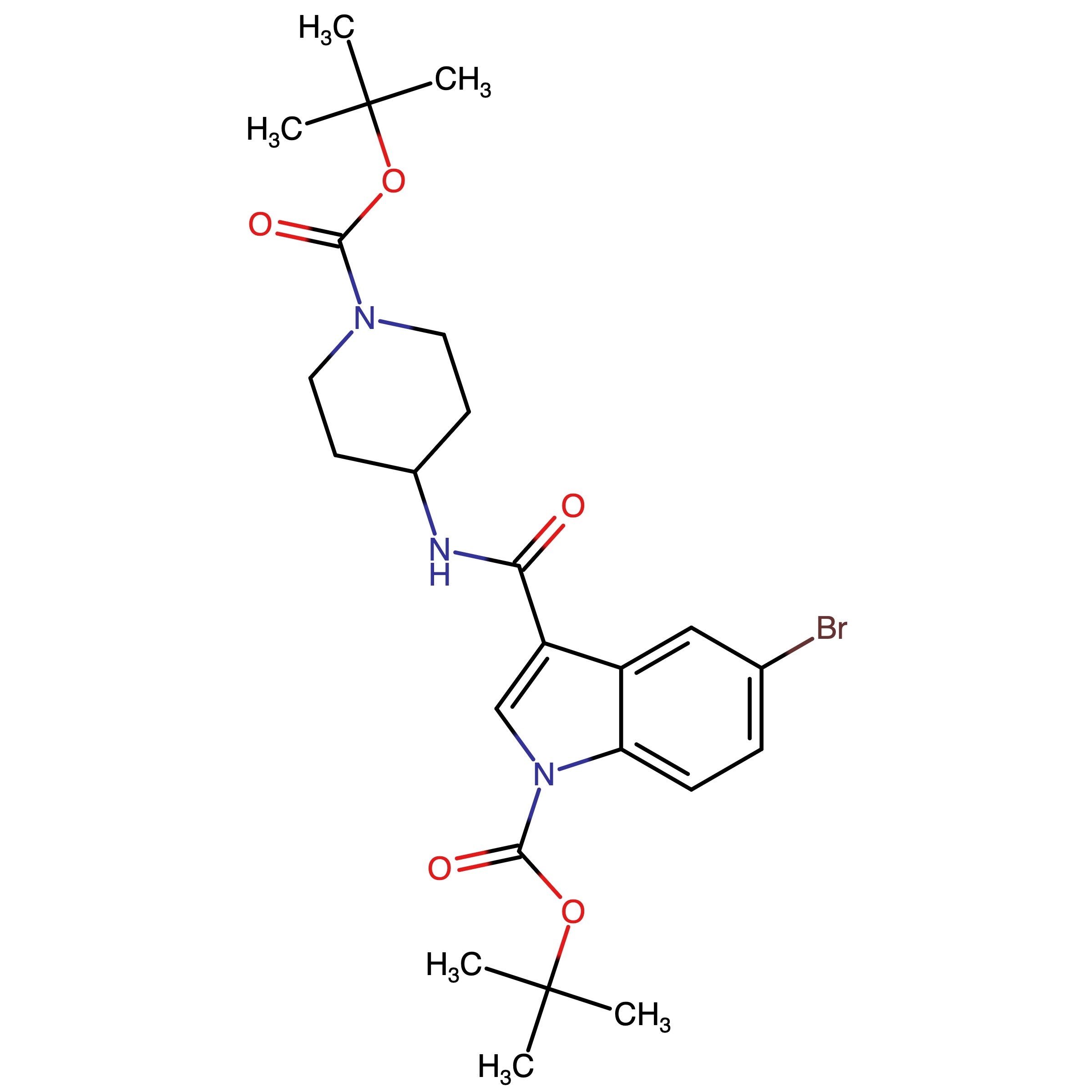 CAS RN 2652013-13-1 | tert-Butyl 5-bromo-3-((1-(tert-butoxycarbonyl)piperidin-4-yl)carbamoyl)-1H-indole-1-carboxylate