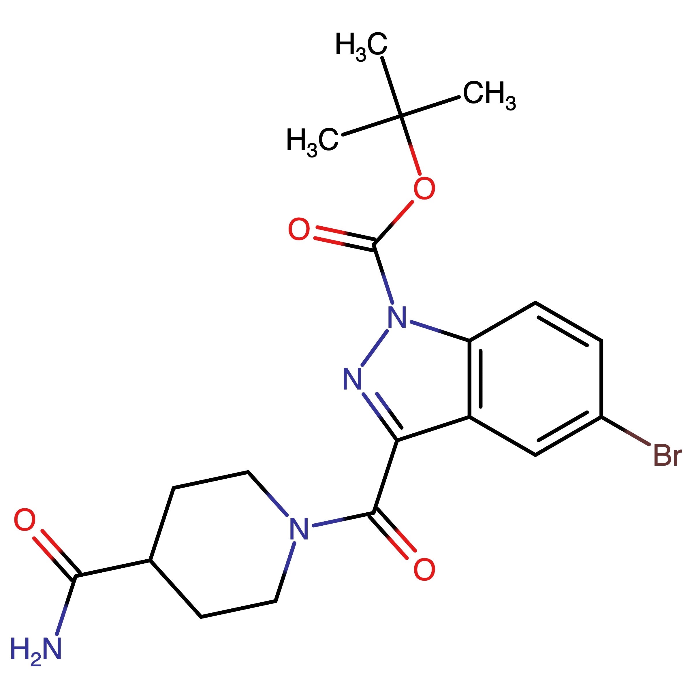 CAS RN 2652013-19-7 | tert-Butyl 5-bromo-3-(4-carbamoylpiperidine-1-carbonyl)-1H-indazole-1-carboxylate