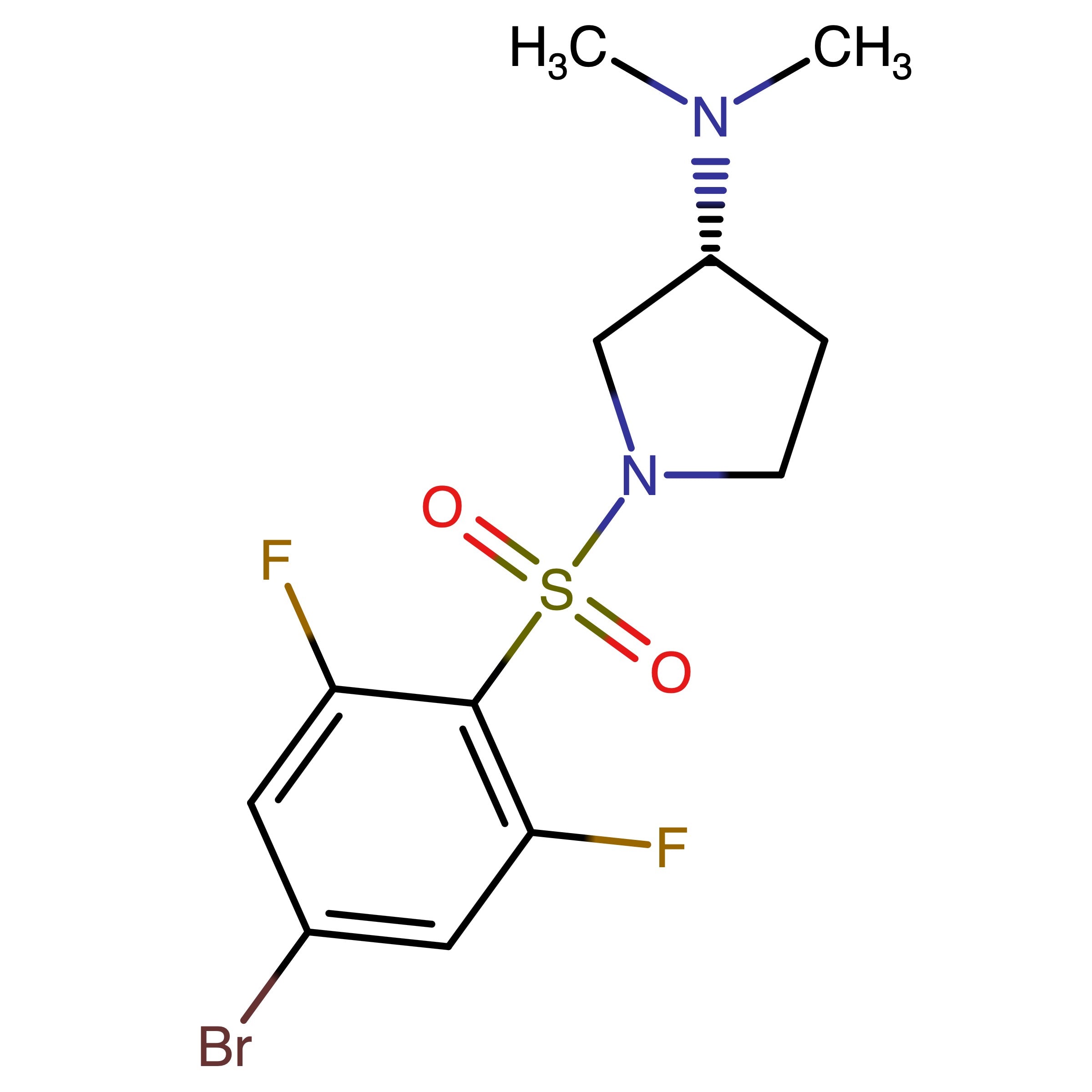 CAS RN 917357-75-6 | (3R)_1_[(1_Bromo_3,5_difluoro_phenyl_4_yl)sulfonyl]_N,N_dimethyl_pyrrolidin_3_amine