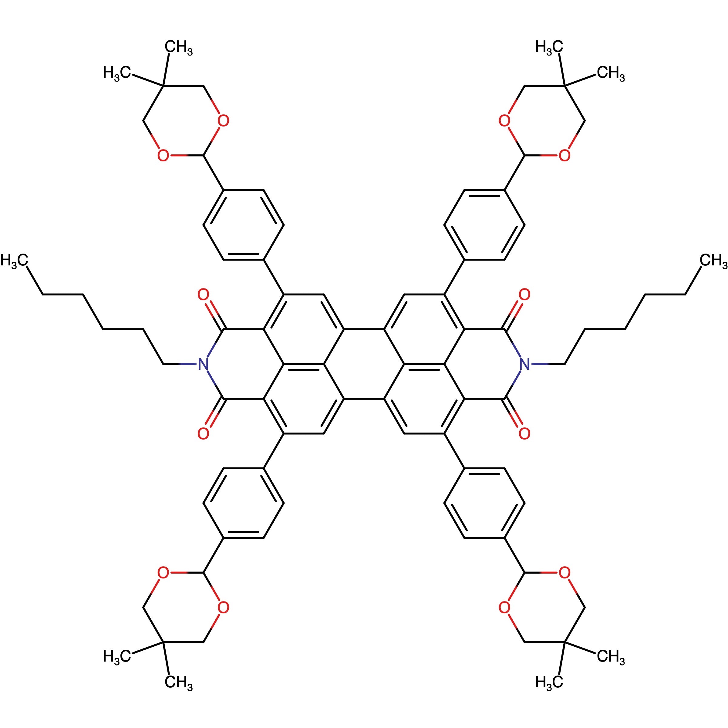 N,NÕ-Bis(hexyl)-2,5,8,11-tetrakis(4-formylphenyl)perylene-3,4,9,10-bis(dicarboximide)neopentyl acetal