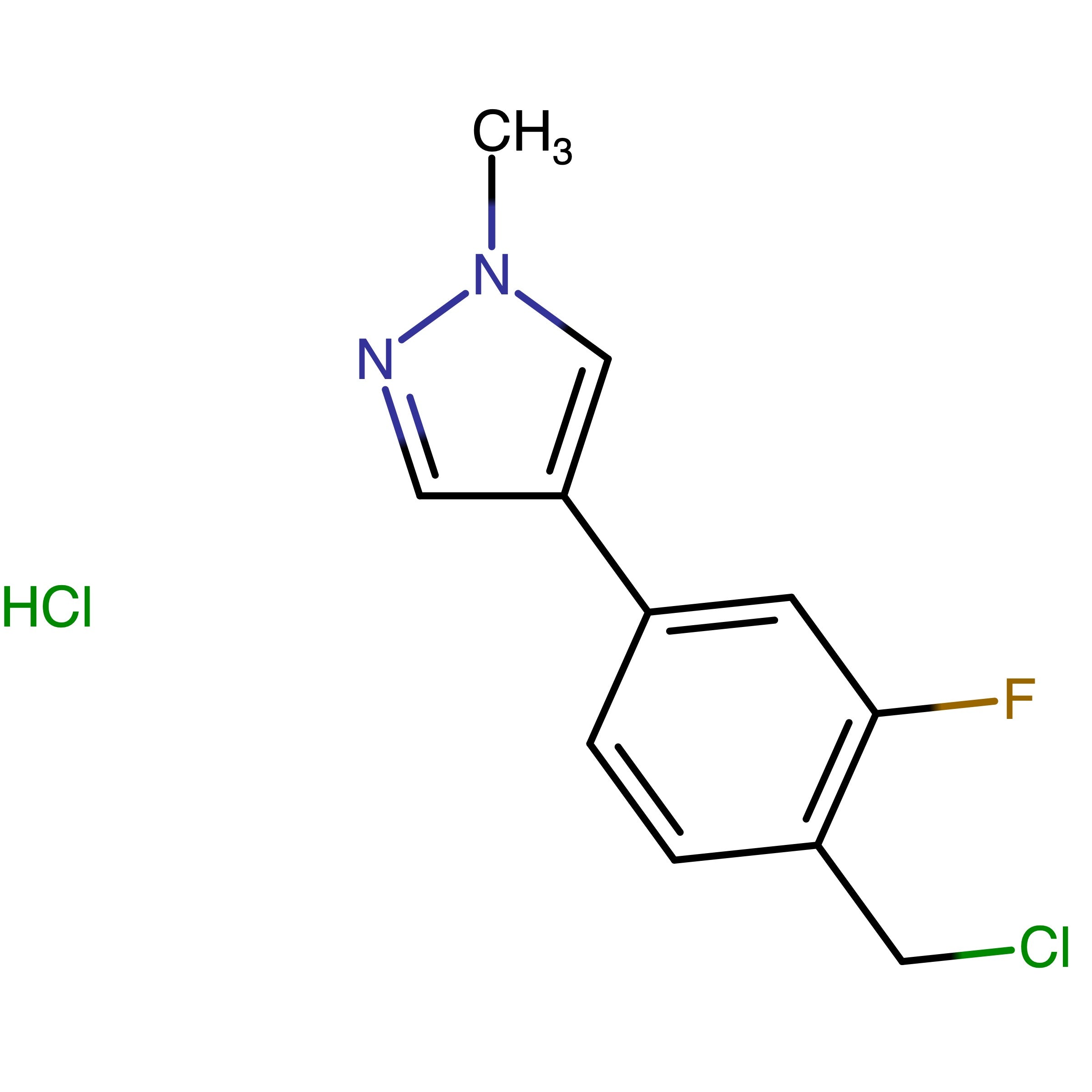 CAS 1859083-91-2 | 4-(4-(Chloromethyl)-3-fluorophenyl)-1-methyl-1H-pyrazole hydrochloride | MFCD30470847