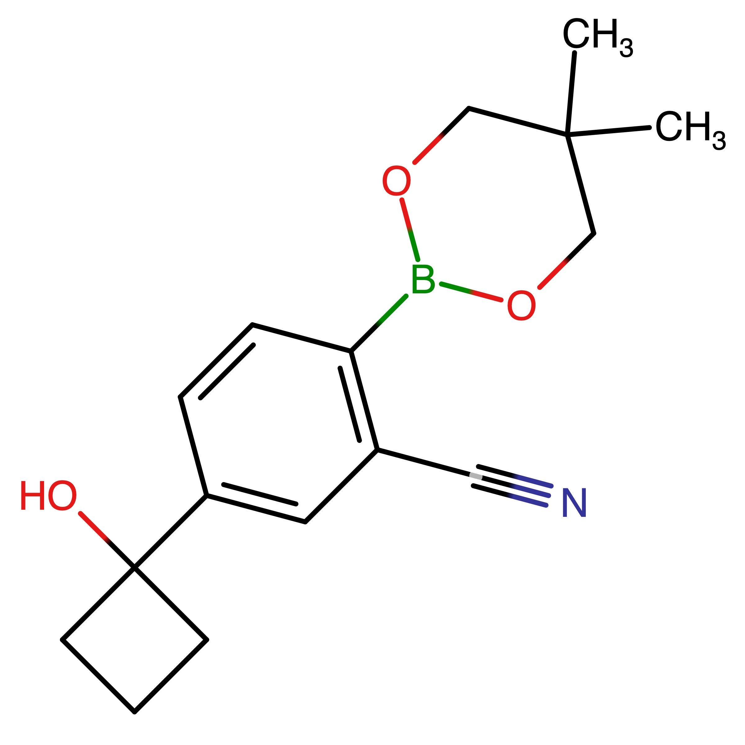 CAS 1467061-14-8 | 2-(5,5-Dimethyl-1,3,2-dioxaborinan-2-yl)-5-(1-hydroxycyclobutyl)benzonitrile | MFCD28133793