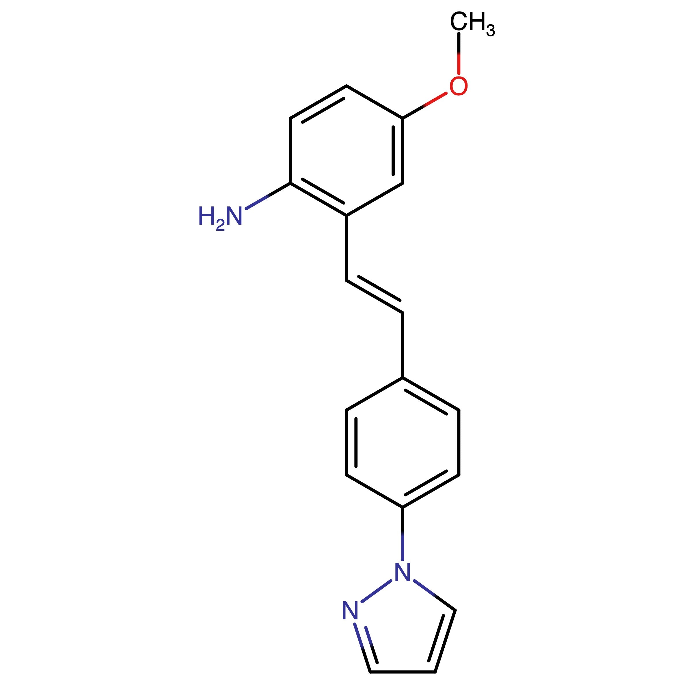 CAS 2921828-11-5 | (E)-2-(4-(1H-Pyrazol-1-yl)styryl)-4-methoxyaniline