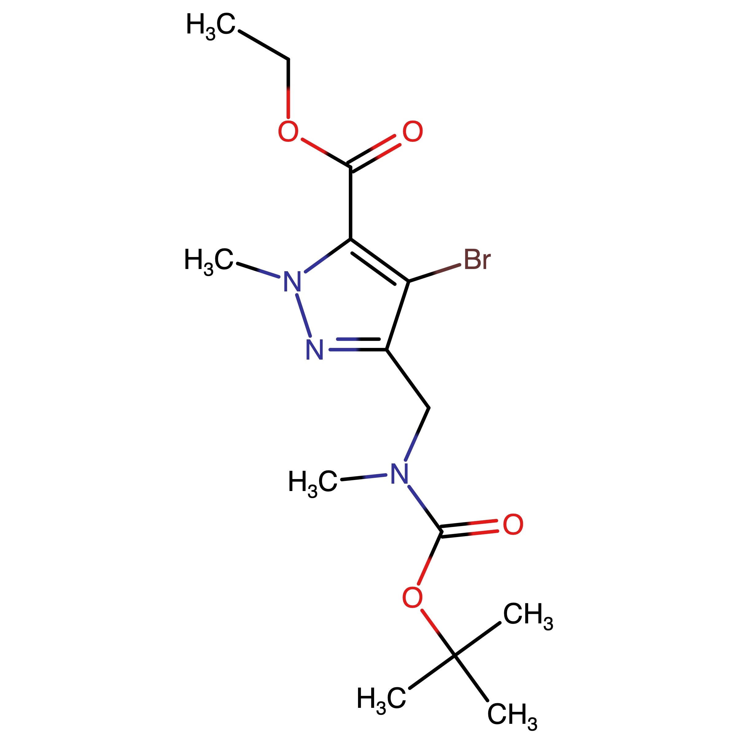 CAS 1454848-21-5 | Ethyl 4-bromo-3-(((tert-butoxycarbonyl)(methyl)amino)methyl)-1-methyl-1H-pyrazole-5-carboxylate