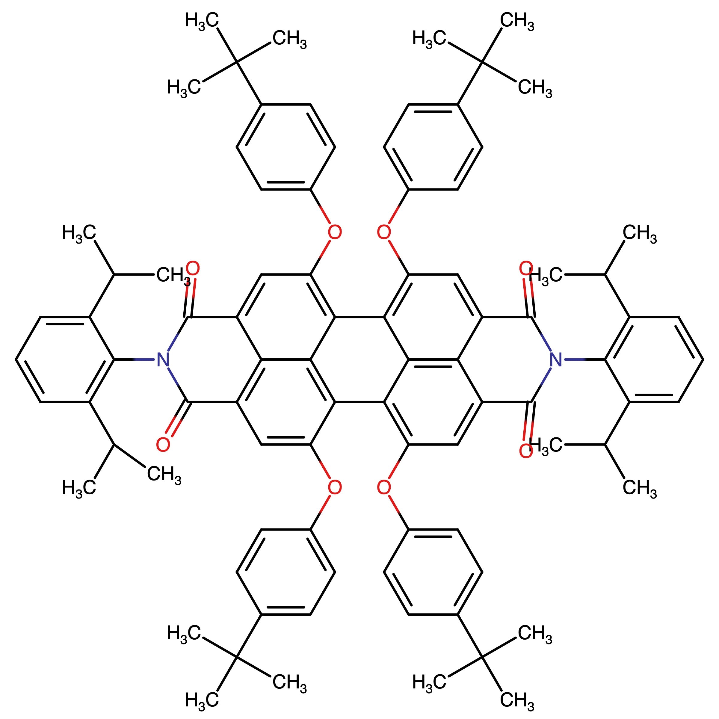 CAS 112078-08-7 | 5,6,12,13-Tetrakis(4-(tert-butyl)phenoxy)-2,9-bis(2,6-diisopropylphenyl)anthra[2,1,9-def:6,5,10-d'e'f']diisoquinoline-1,3,8,10(2H,9H)-tetraone | MFCD15145478