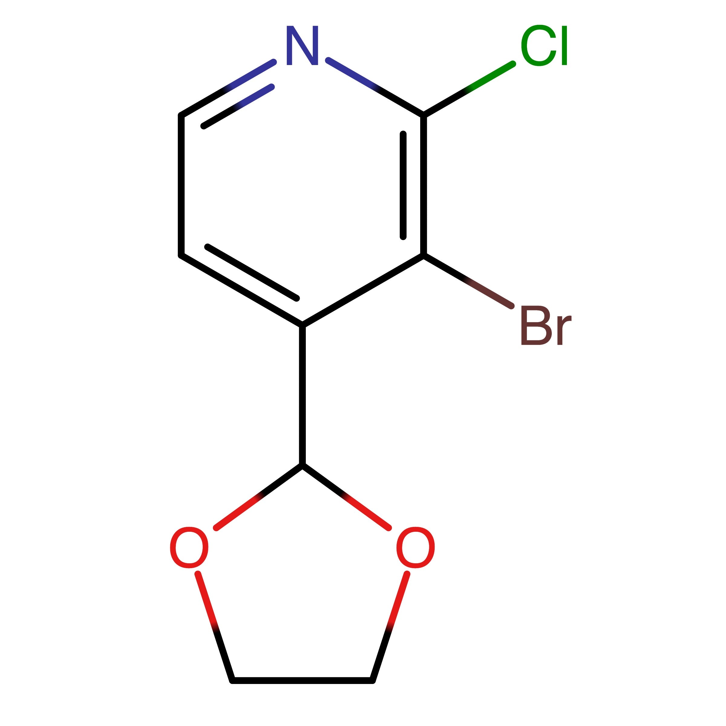 CAS 2761538-31-0 | 3-Bromo-2-chloro-4-(1,3-dioxolan-2-yl)pyridine
