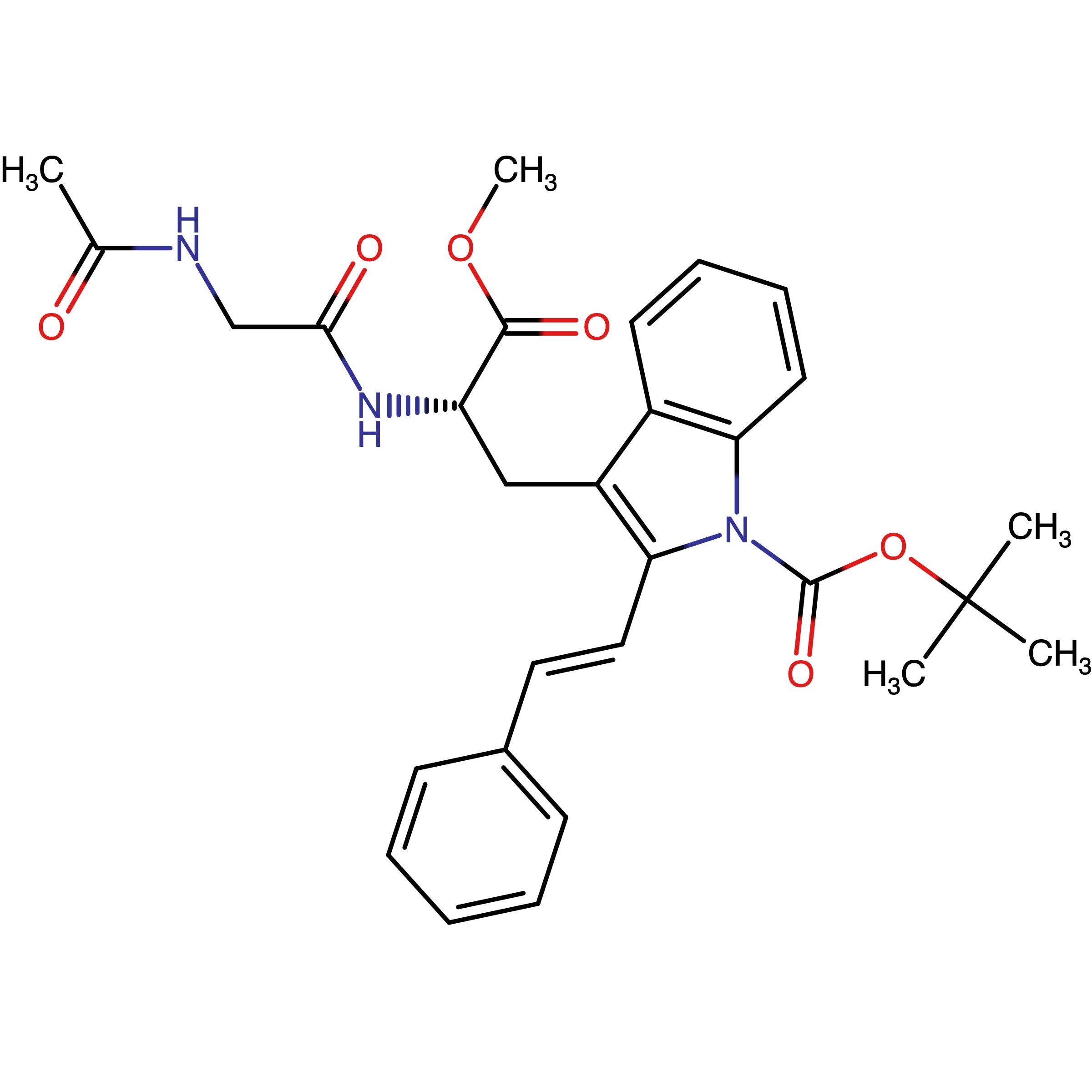 CAS 2375596-72-6 | tert-Butyl (S)-3-(2-(2-acetamidoacetamido)-3-methoxy-3-oxopropyl)-2-styryl-1H-indole-1-carboxylate
