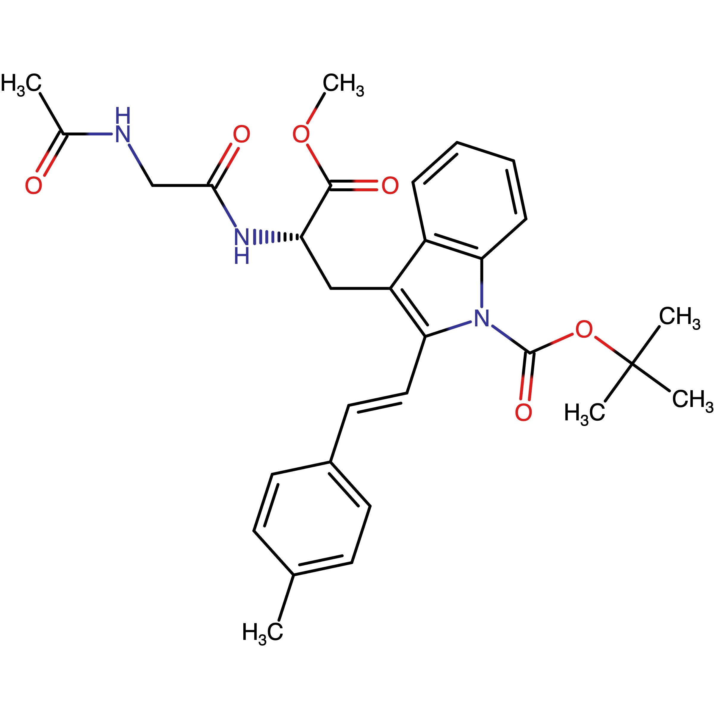 CAS 2375596-75-9 | tert-Butyl (S)-3-(2-(2-acetamidoacetamido)-3-methoxy-3-oxopropyl)-2-(4-methylstyryl)-1H-indole-1-carboxylate