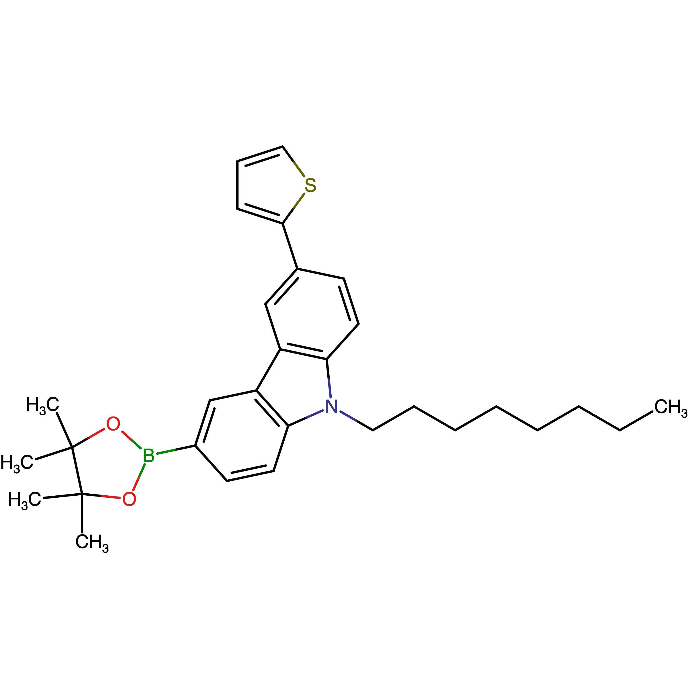 CAS 1397751-77-7 | 9-Octyl-3-(4,4,5,5-tetramethyl-1,3,2-dioxaborolan-2-yl)-6-(thiophen-2-yl)-9H-carbazole