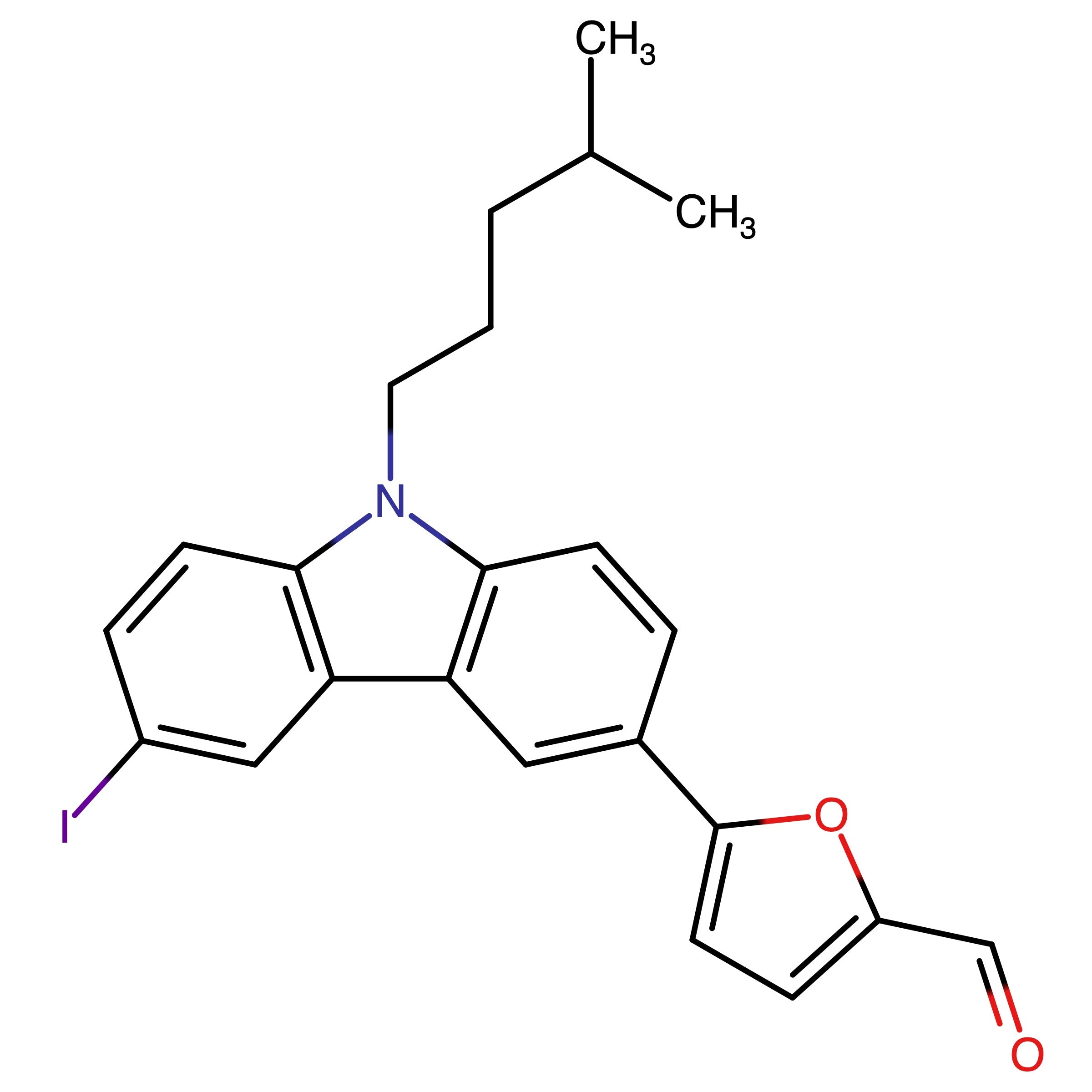CAS 1564289-06-0 | 5-(6-Iodo-9-(4-methylpentyl)-9H-carbazol-3-yl)furan-2-carbaldehyde