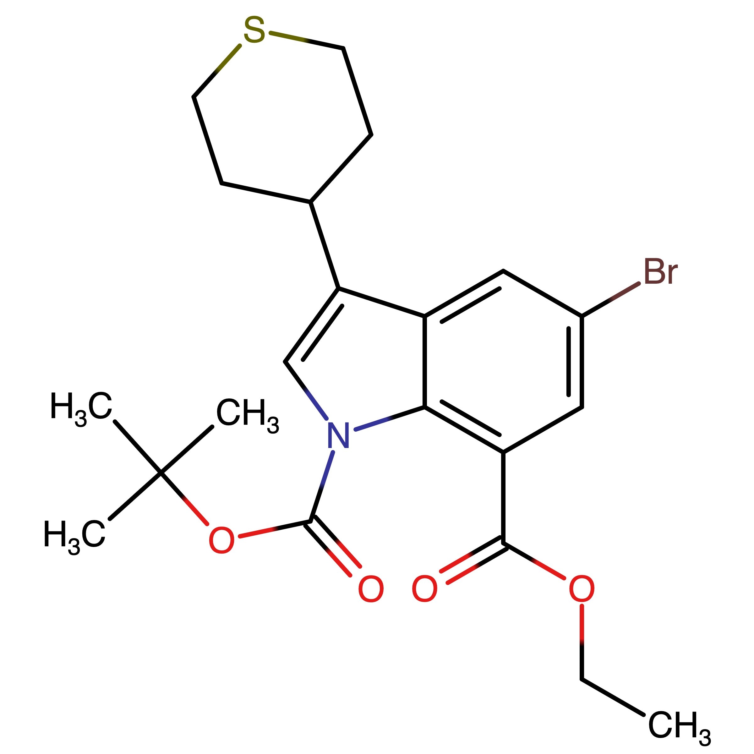 CAS 1065181-68-1 | 1-(tert-Butyl) 7-ethyl 5-bromo-3-(tetrahydro-2H-thiopyran-4-yl)-1H-indole-1,7-dicarboxylate