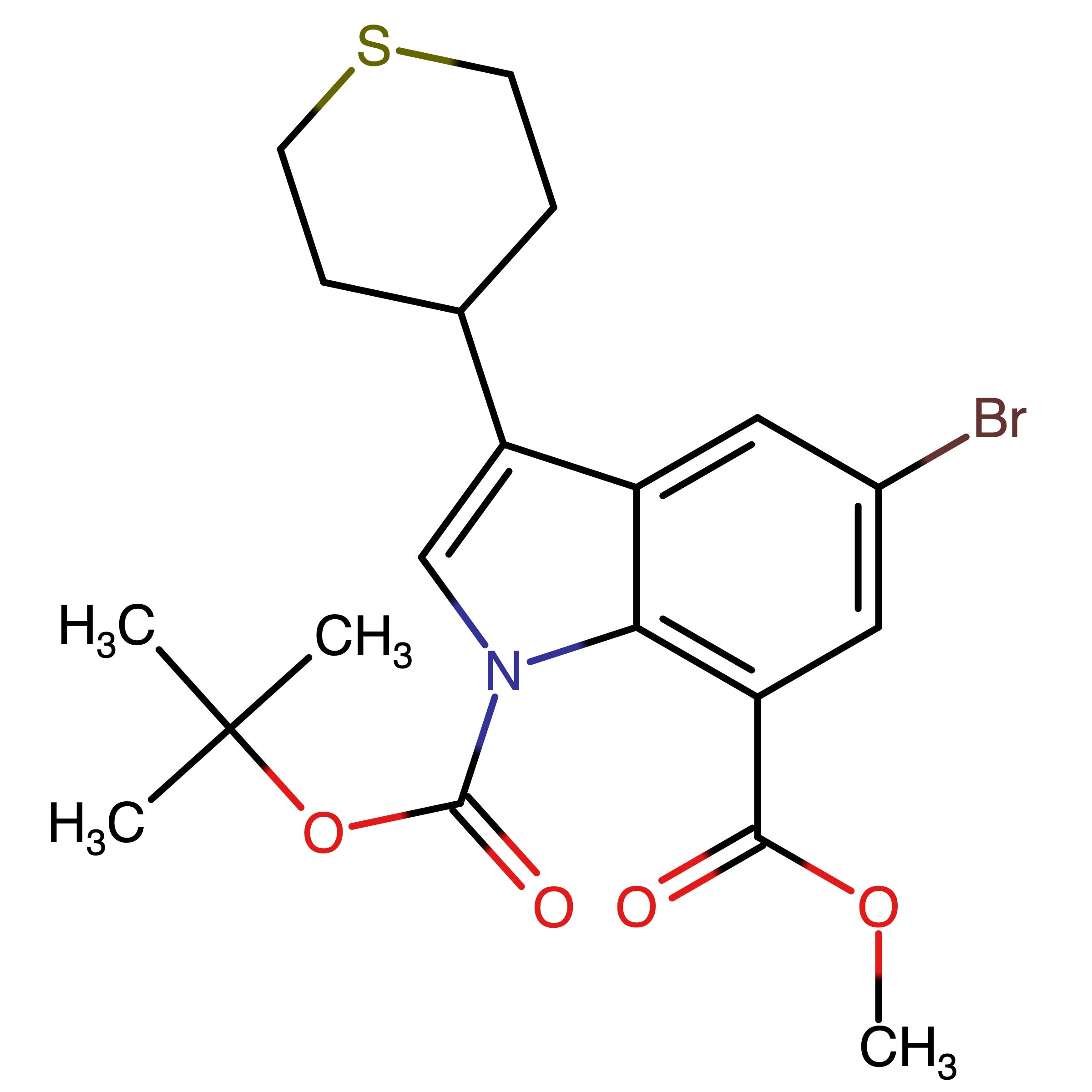 CAS 1065181-75-0 | 1-(tert-Butyl) 7-methyl 5-bromo-3-(tetrahydro-2H-thiopyran-4-yl)-1H-indole-1,7-dicarboxylate