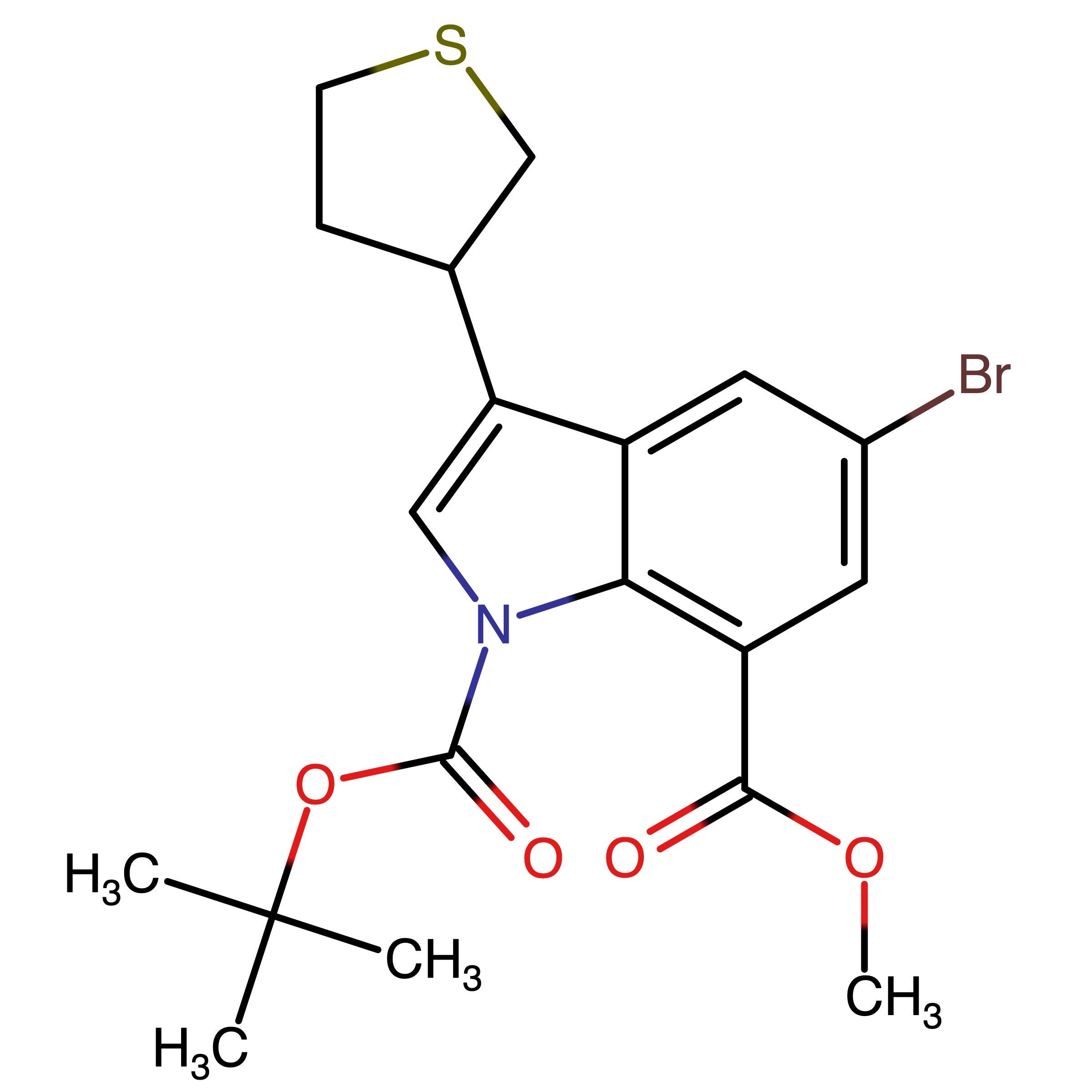 CAS 1065181-89-6 | 1-(tert-Butyl) 7-methyl 5-bromo-3-(tetrahydrothiophen-3-yl)-1H-indole-1,7-dicarboxylate