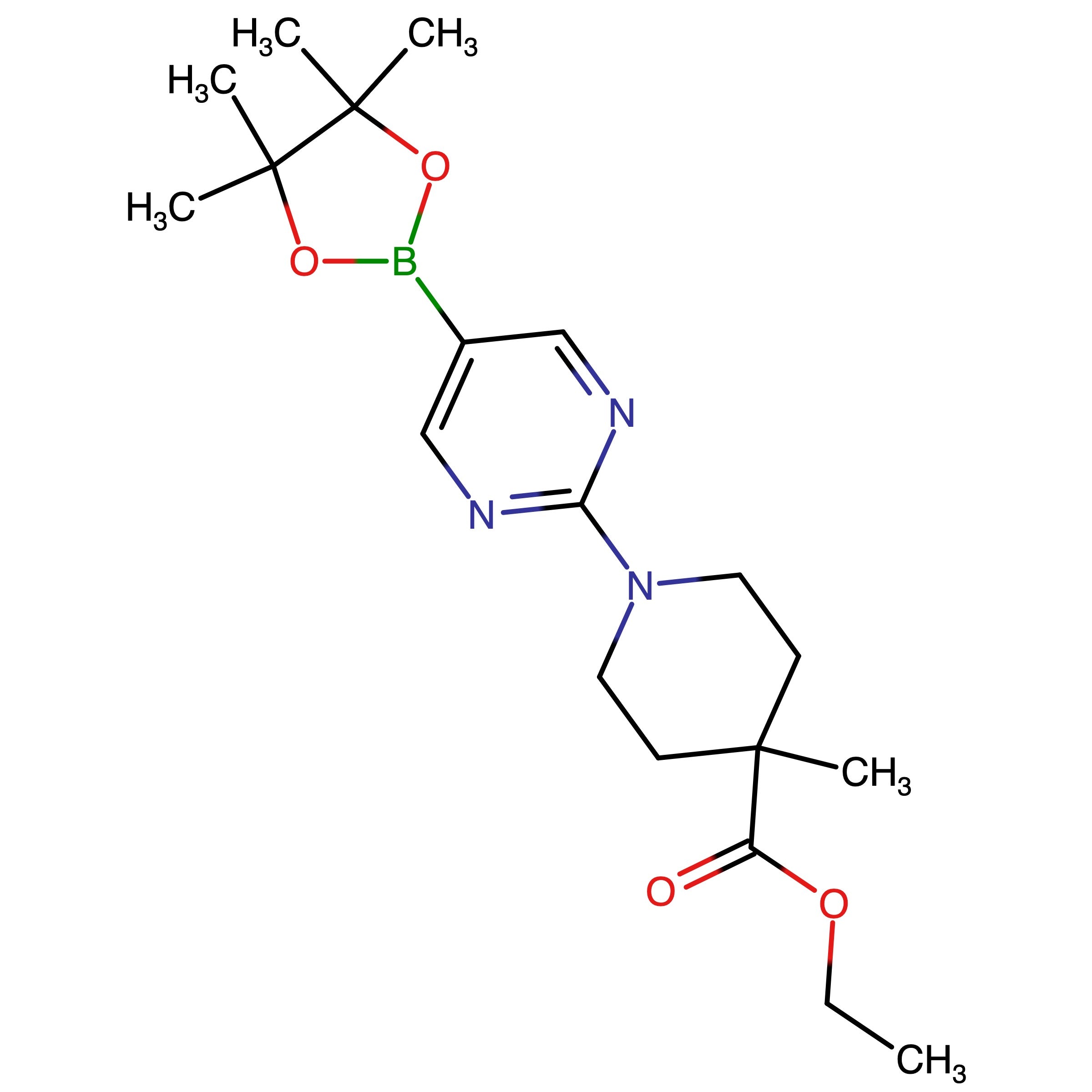 CAS 1372548-05-4 | Ethyl 4-methyl-1-(5-(4,4,5,5-tetramethyl-1,3,2-dioxaborolan-2-yl)pyrimidin-2-yl)piperidine-4-carboxylate