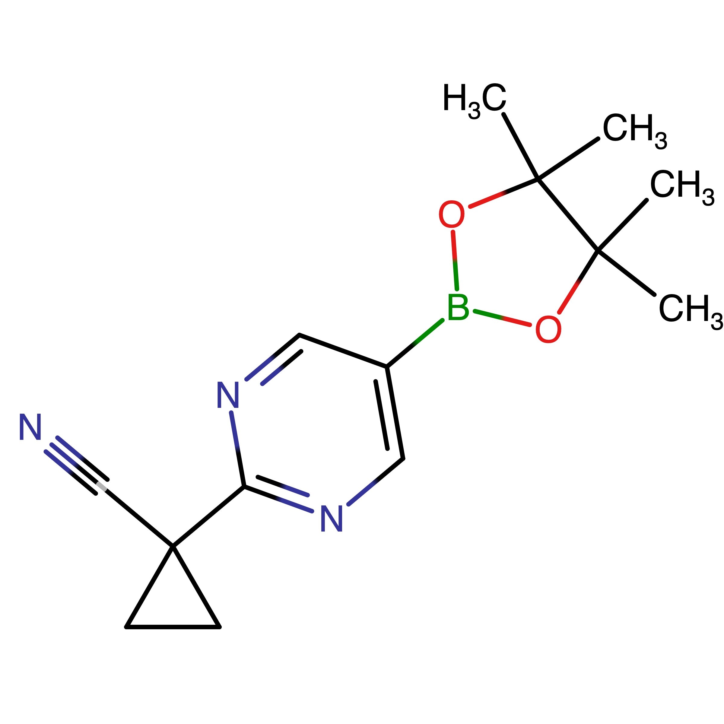 CAS RN 2962795-80-6 | 1-(5-(4,4,5,5-Tetramethyl-1,3,2-dioxaborolan-2-yl)pyrimidin-2-yl)cyclopropane-1-carbonitrile