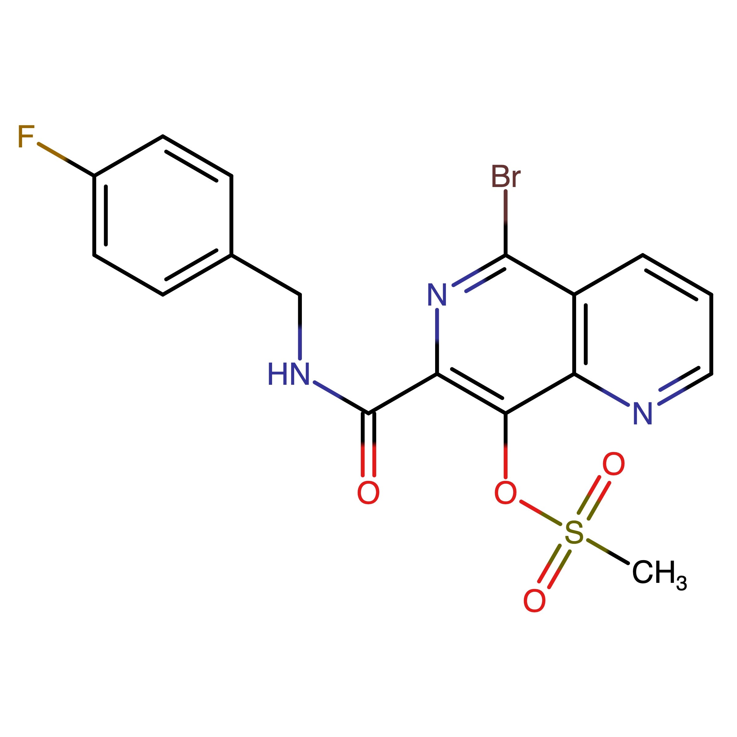 CAS RN 1407998-28-0 | 5-Bromo-7-((4-fluorobenzyl)carbamoyl)-1,6-naphthyridin-8-yl methanesulfonate