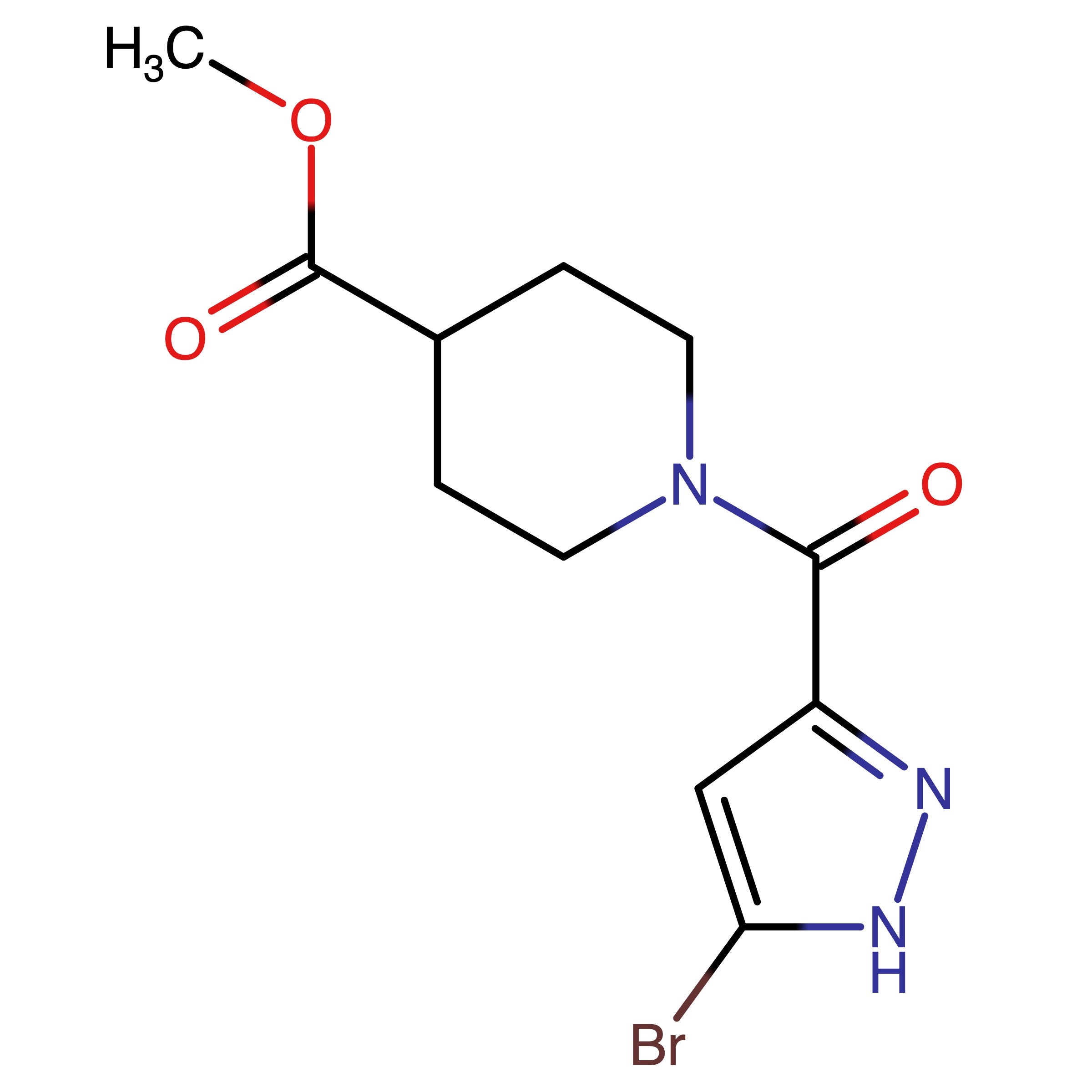 CAS RN 2770343-63-8 | Methyl 1-(5-bromo-1H-pyrazole-3-carbonyl)piperidine-4-carboxylate