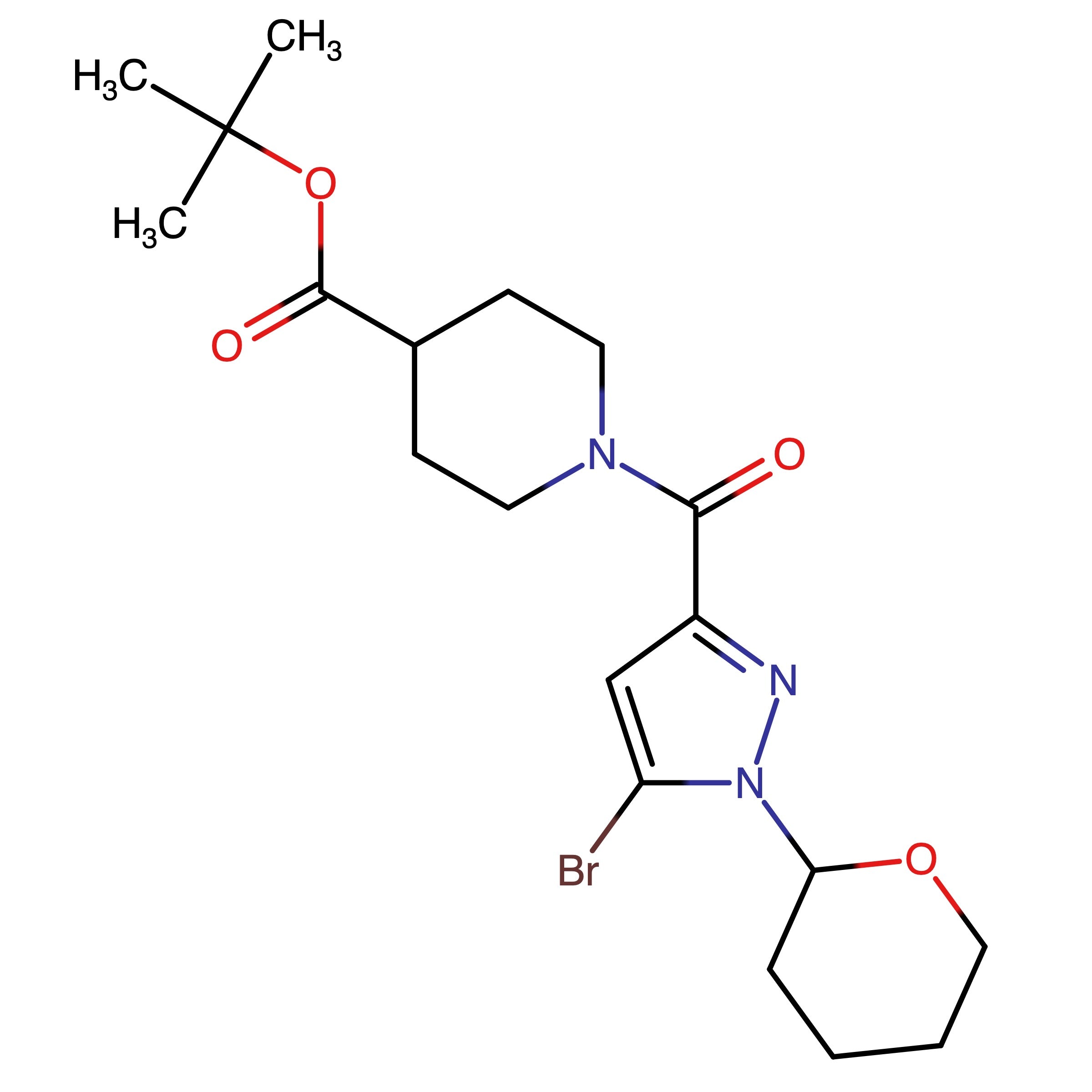 CAS RN 2770343-67-2 | tert-Butyl 1-(5-bromo-1-(tetrahydro-2H-pyran-2-yl)-1H-pyrazole-3-carbonyl)piperidine-4-carboxylate