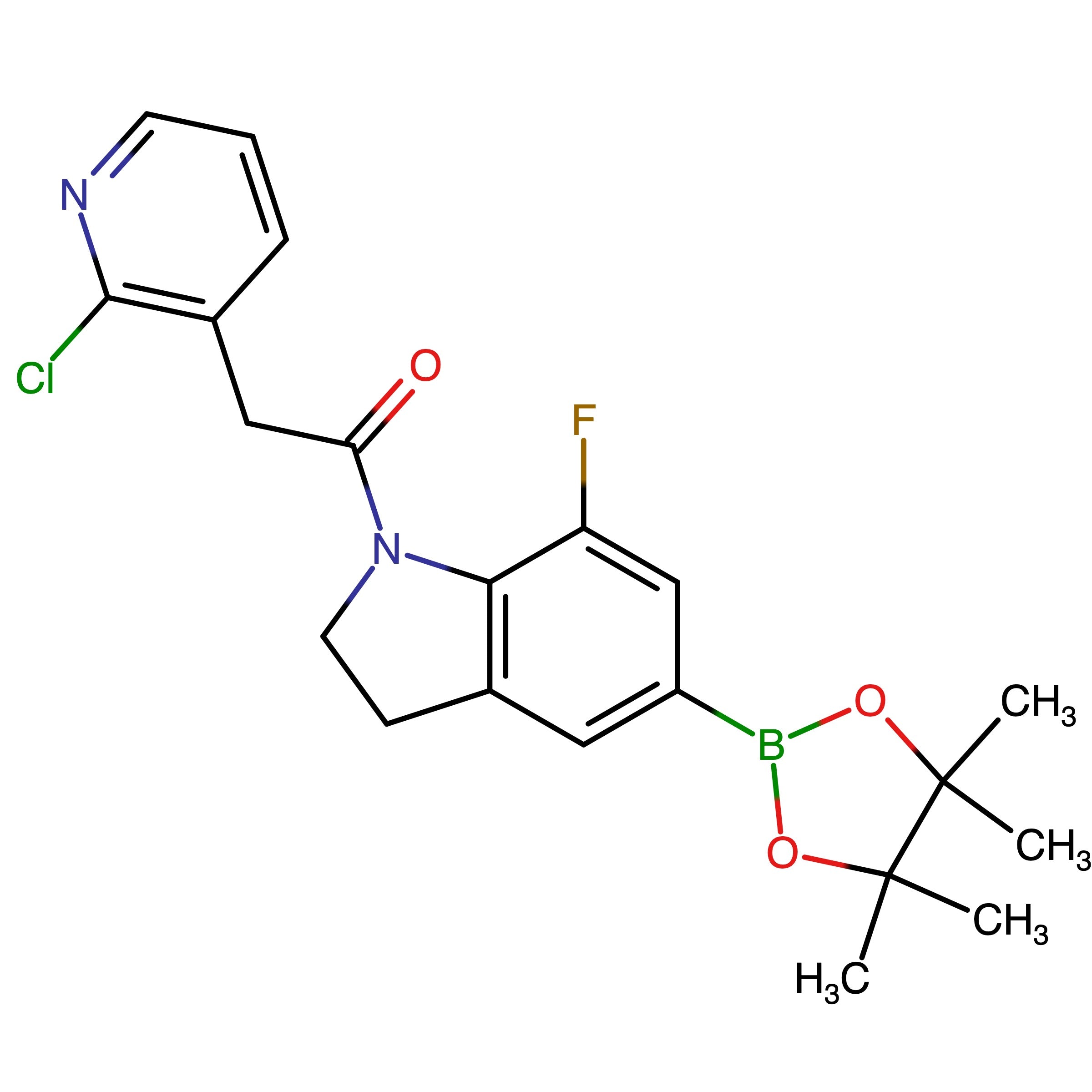 CAS RN 2304775-71-9 | 2-(2-Chloropyridin-3-yl)-1-(7-fluoro-5-(4,4,5,5-tetramethyl-1,3,2-dioxaborolan-2-yl)indolin-1-yl)ethan-1-one