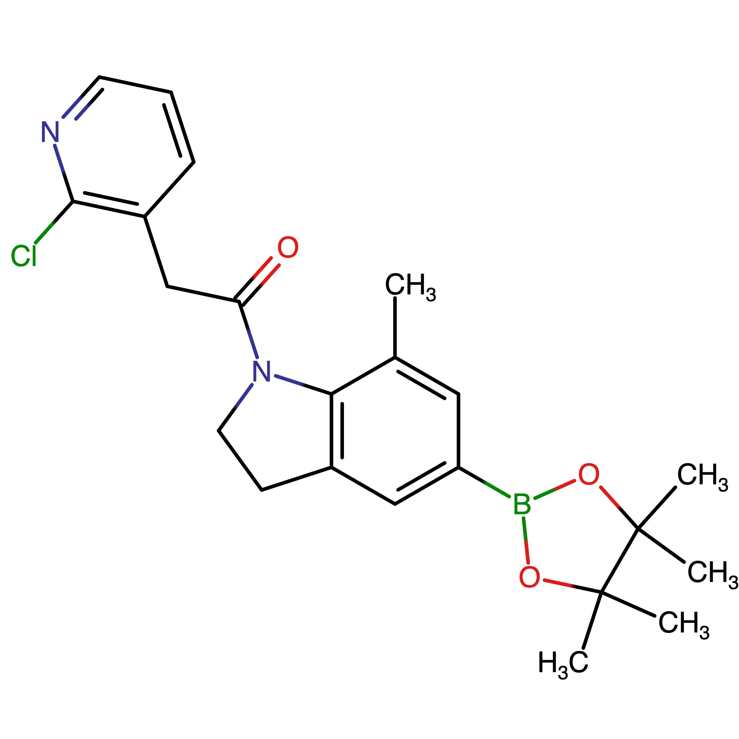 CAS RN 2304776-01-8 | 2-(2-Chloropyridin-3-yl)-1-(7-methyl-5-(4,4,5,5-tetramethyl-1,3,2-dioxaborolan-2-yl)indolin-1-yl)ethan-1-one