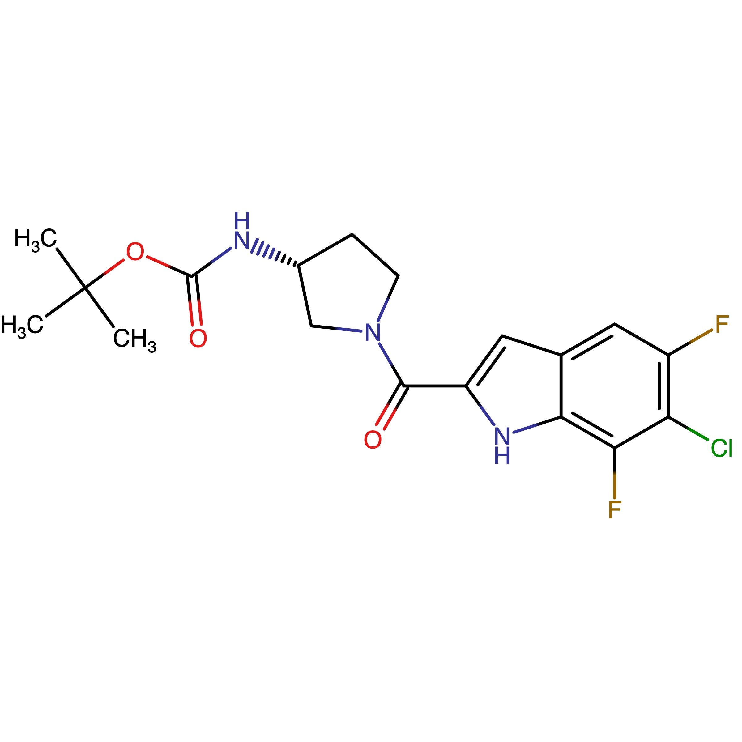 CAS RN 2368980-48-5 | tert-Butyl (R)-(1-(6-chloro-5,7-difluoro-1H-indole-2-carbonyl)pyrrolidin-3-yl)carbamate